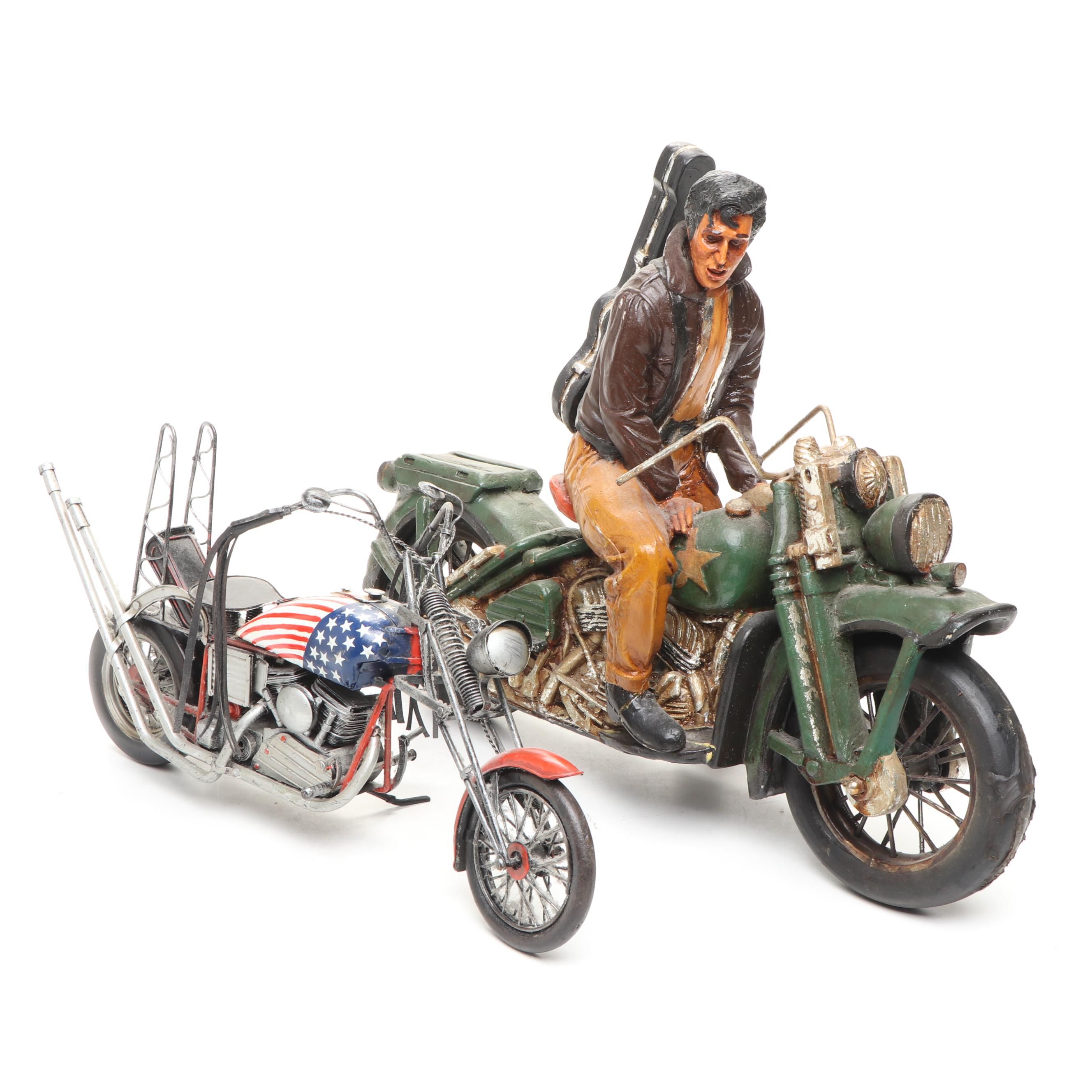 Elvis Presley and Other Resin Movable Motorcycle Figurine