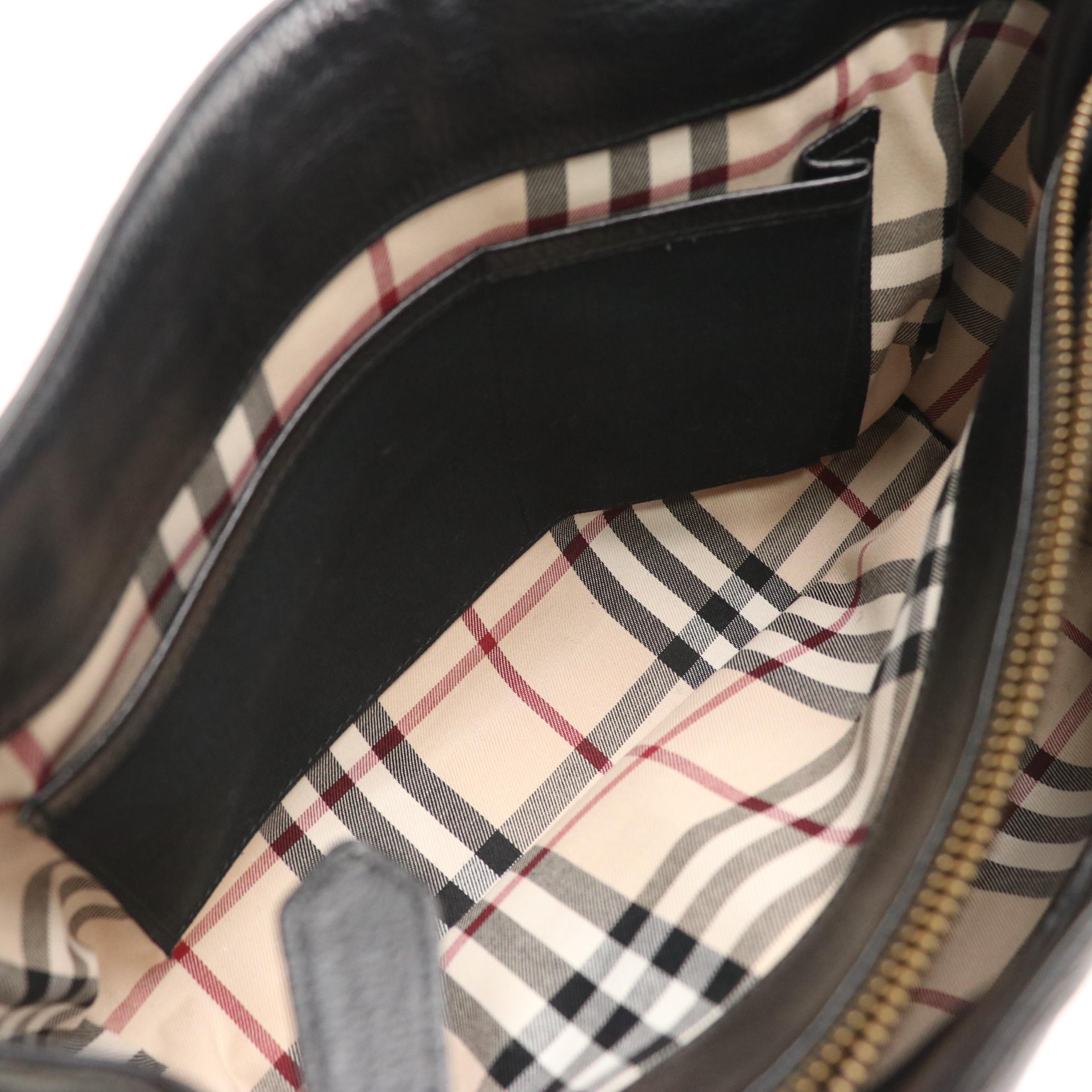 Burberry Black Grained Diamond Stitch Patent Leather Trimmed Handbag Tote