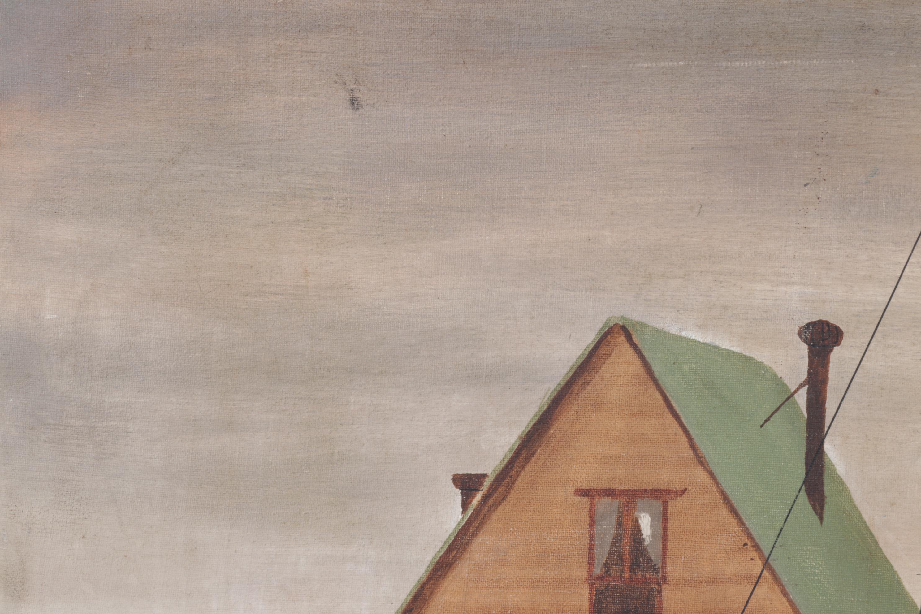 Jim McCormack Oil on Canvas Painting of Sailboats & Beach Cabin