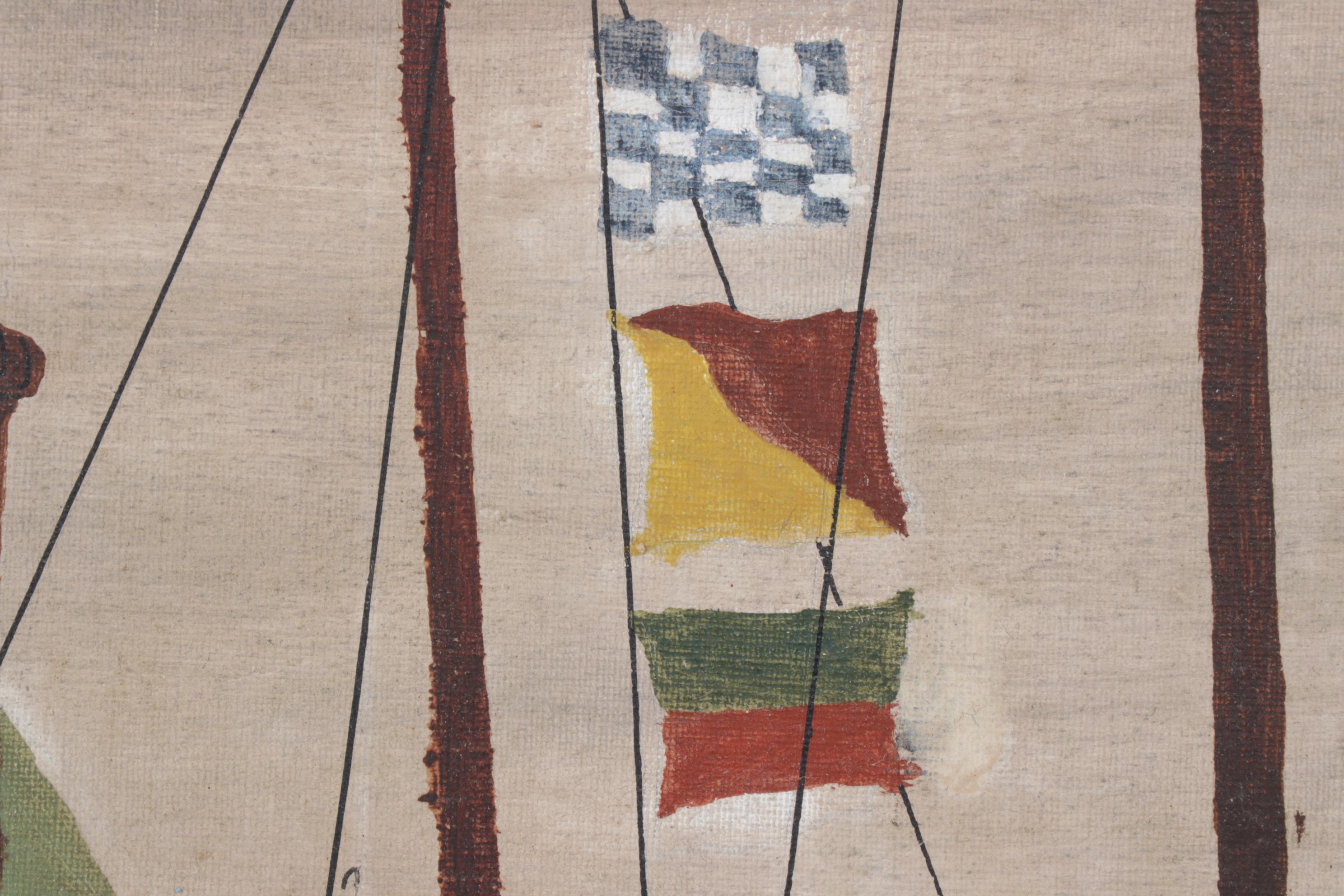 Jim McCormack Oil on Canvas Painting of Sailboats & Beach Cabin