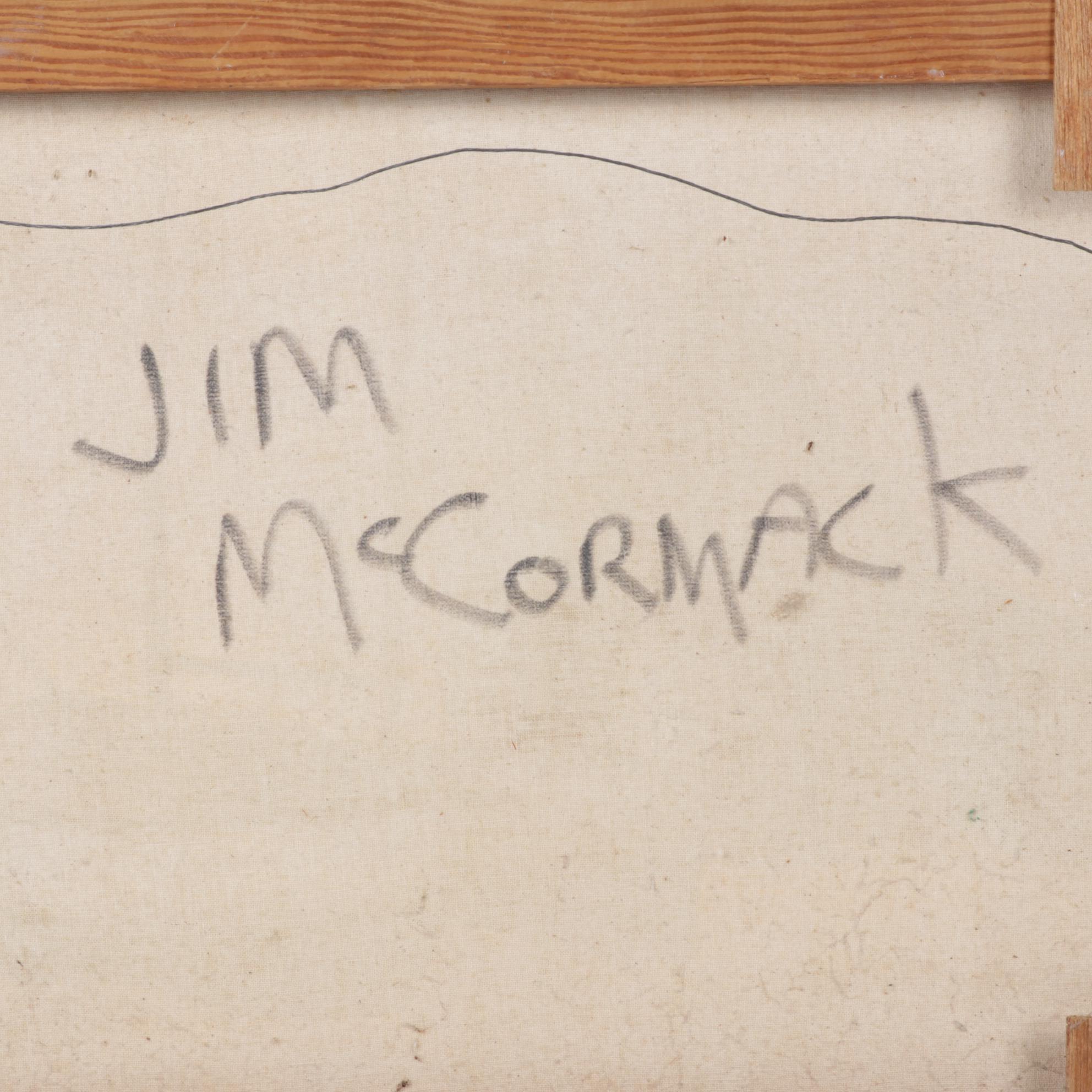 Jim McCormack Oil on Canvas Painting of Sailboats & Beach Cabin