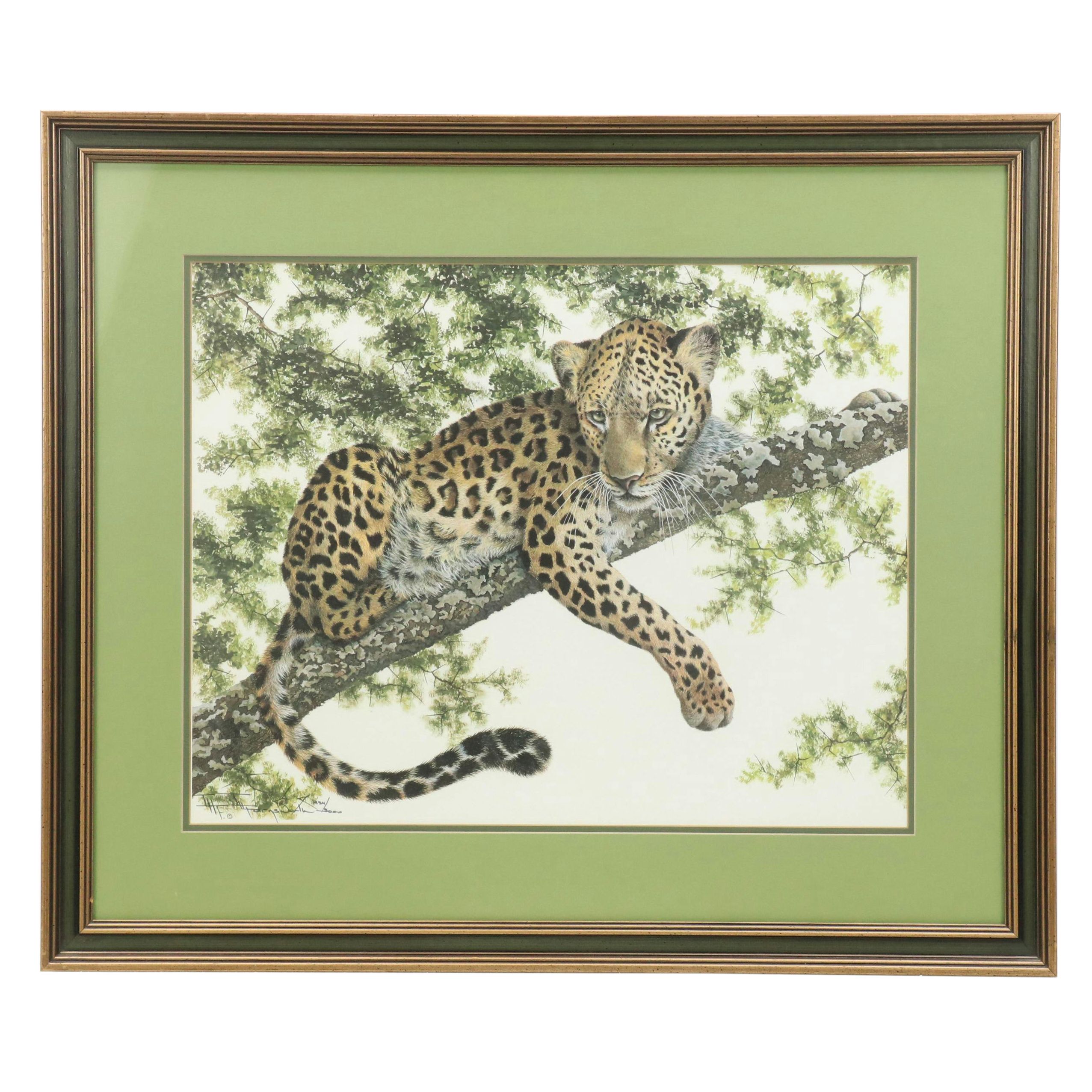 Imogene Farnsworth Offset Lithograph "African Leopard," 1976