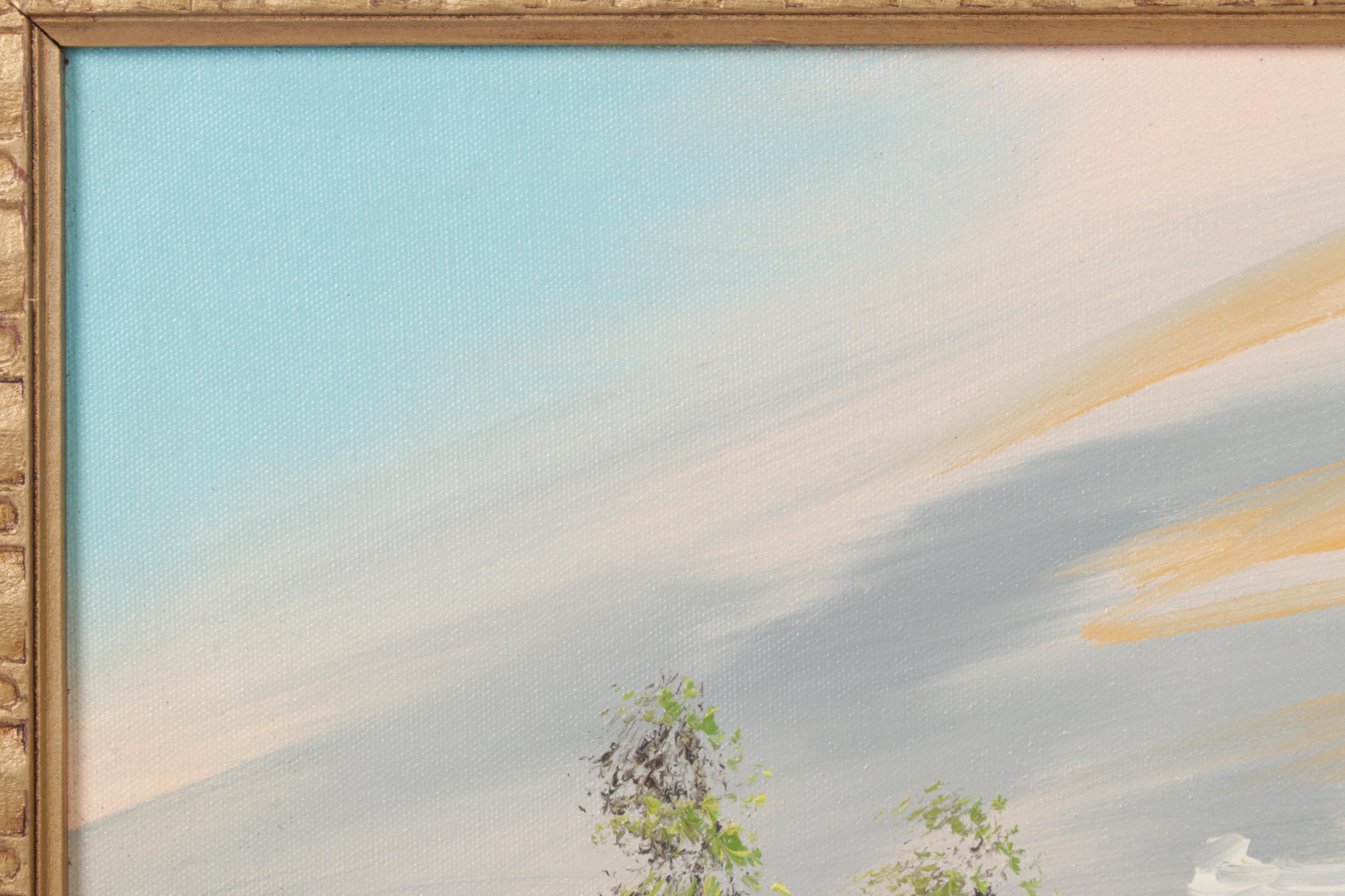 Landscape Oil on Canvas Painting of Water Fowl & Wetlands