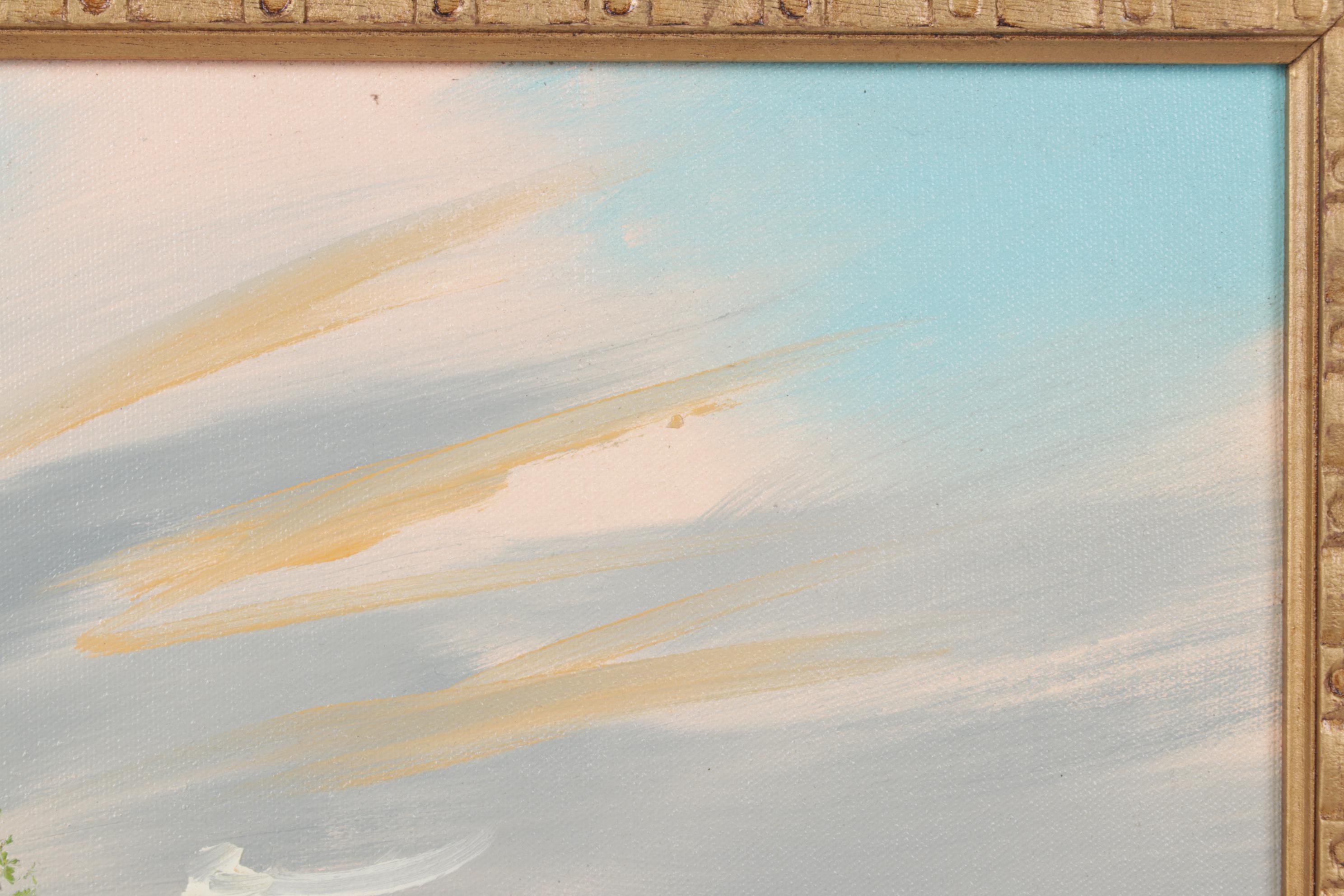 Landscape Oil on Canvas Painting of Water Fowl & Wetlands