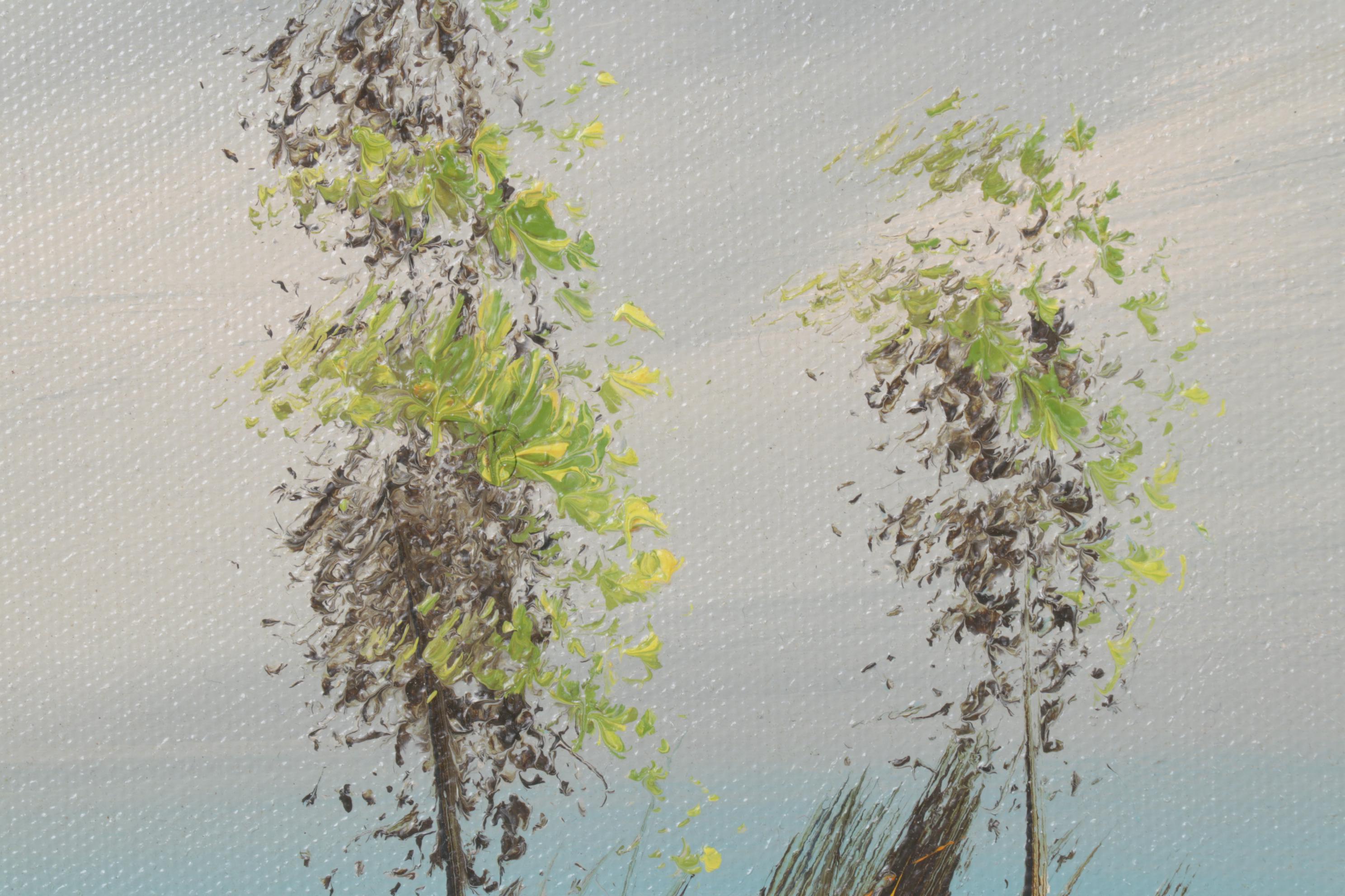 Landscape Oil on Canvas Painting of Water Fowl & Wetlands