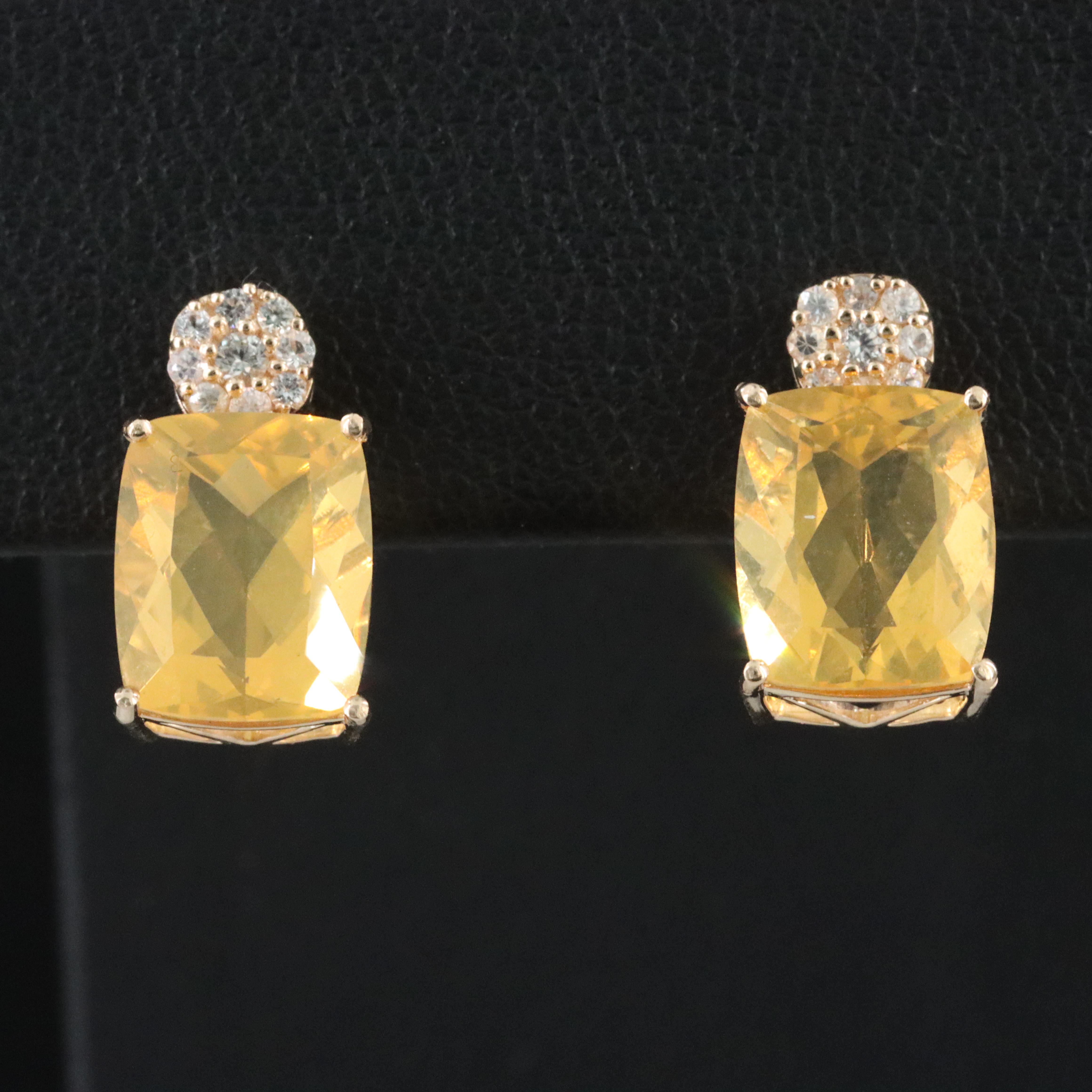 14K Fire Opal and White Sapphire Earrings