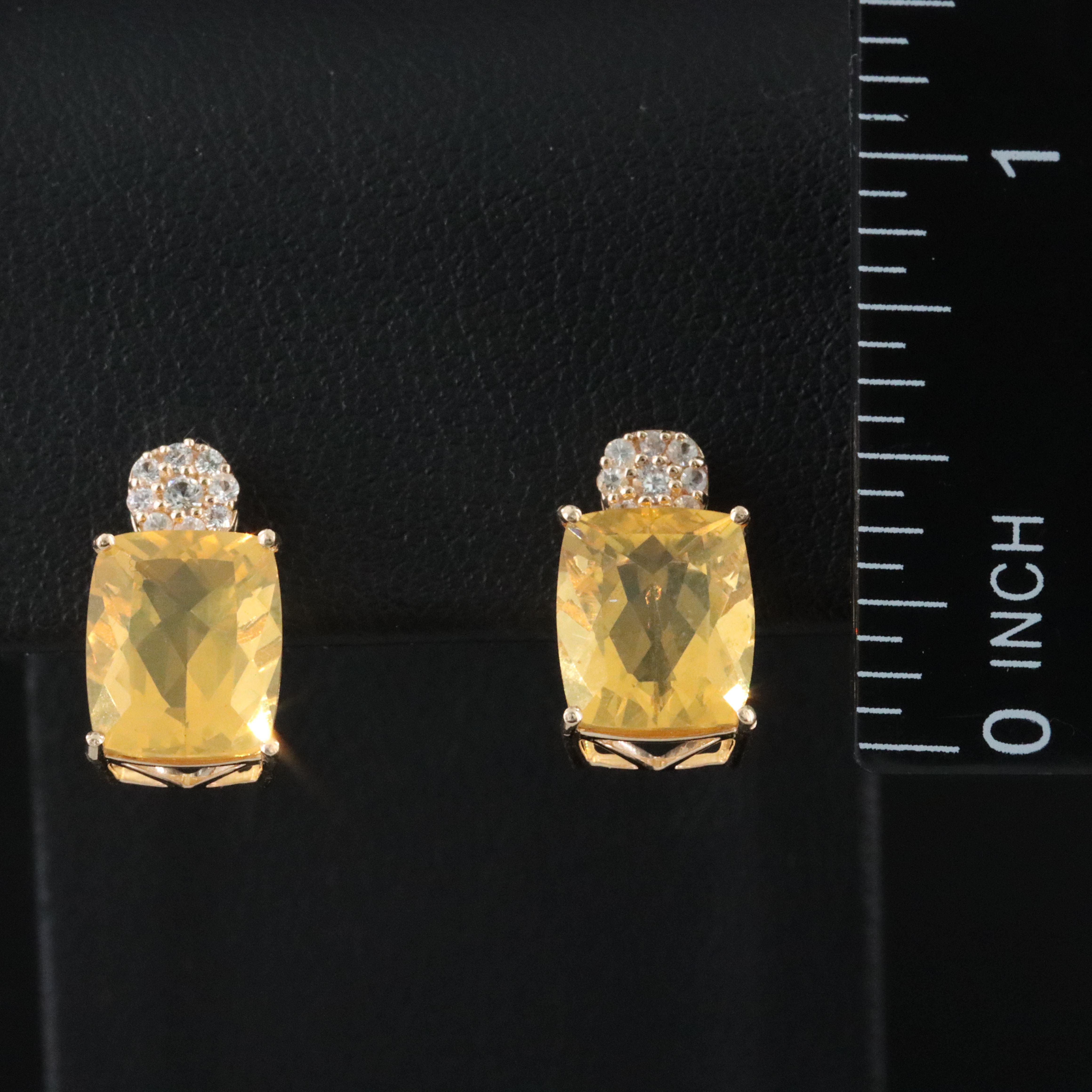 14K Fire Opal and White Sapphire Earrings