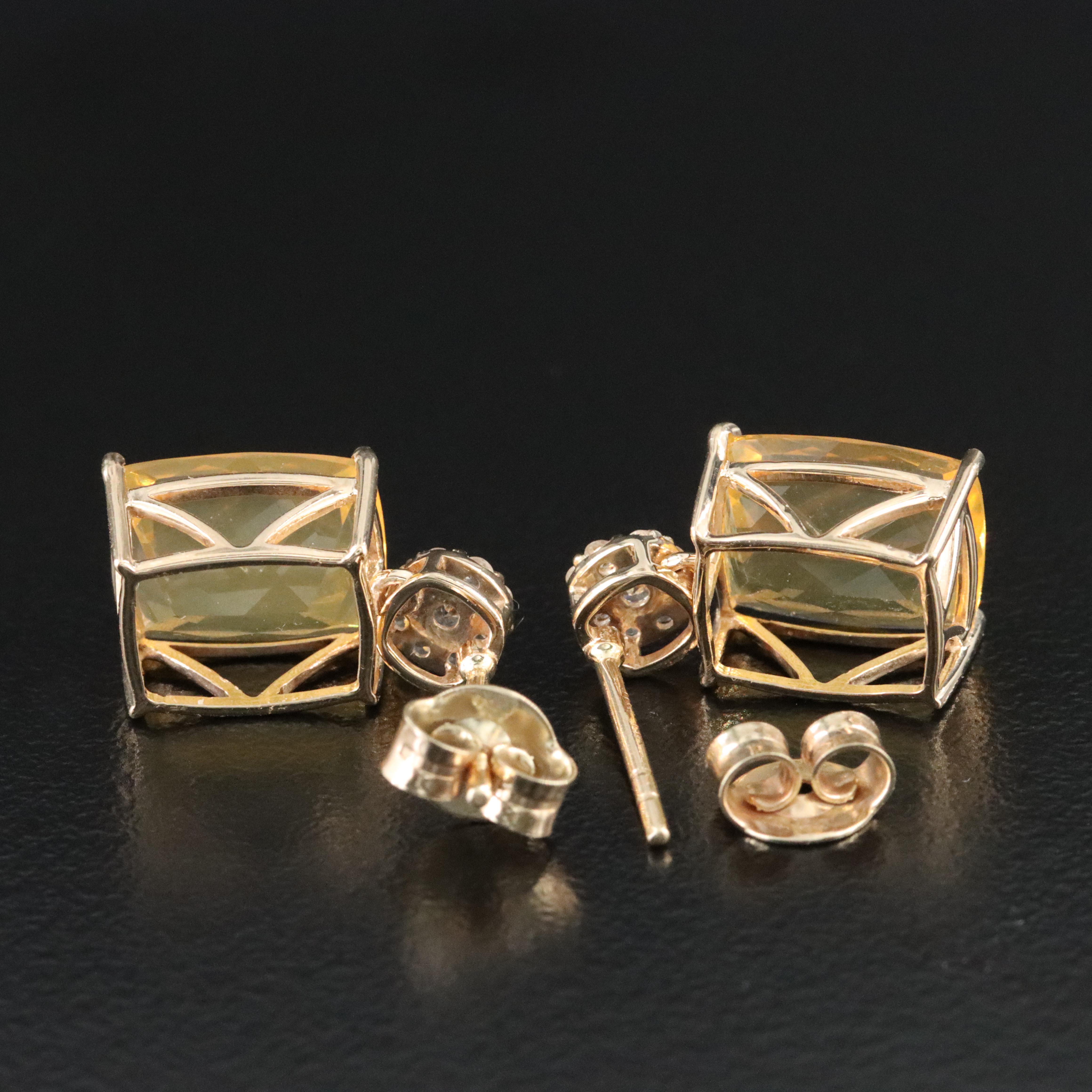 14K Fire Opal and White Sapphire Earrings