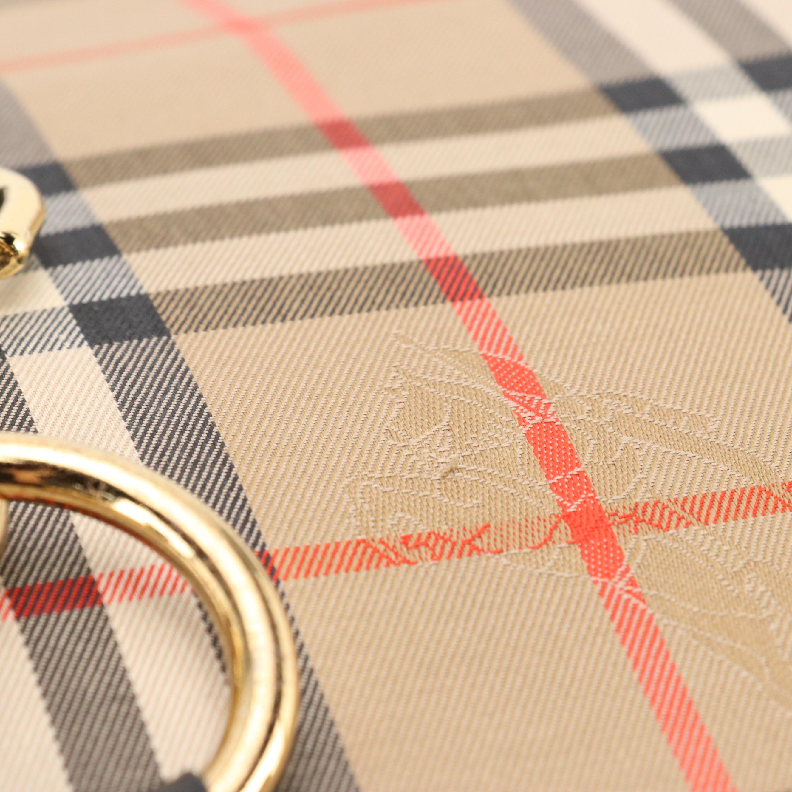 Burberrys' Hook-Front Saddle Flap Bag in Haymarket Check Canvas and Leather