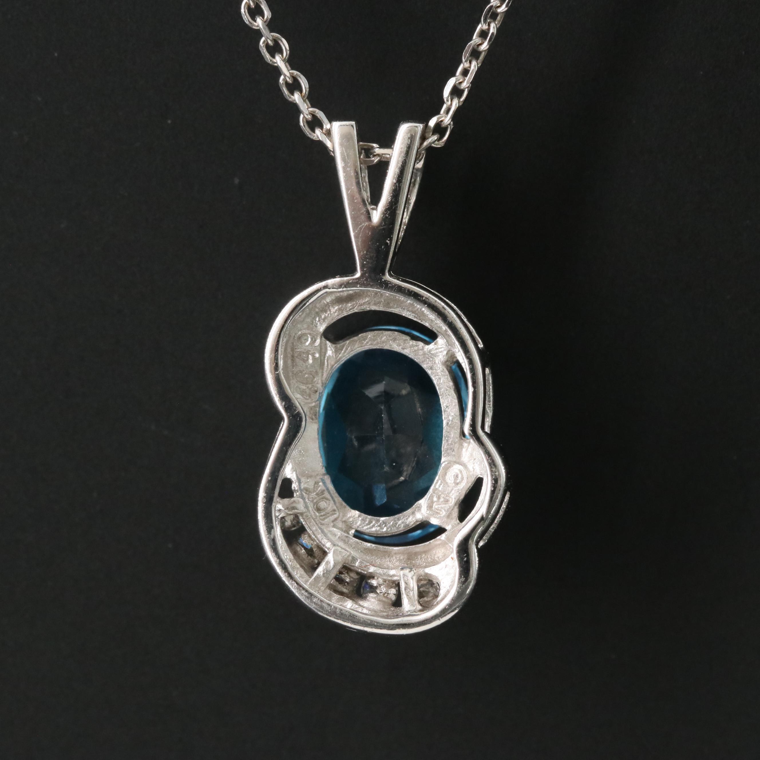 10K Topaz and Diamond Pendant on 14K Chain Necklace