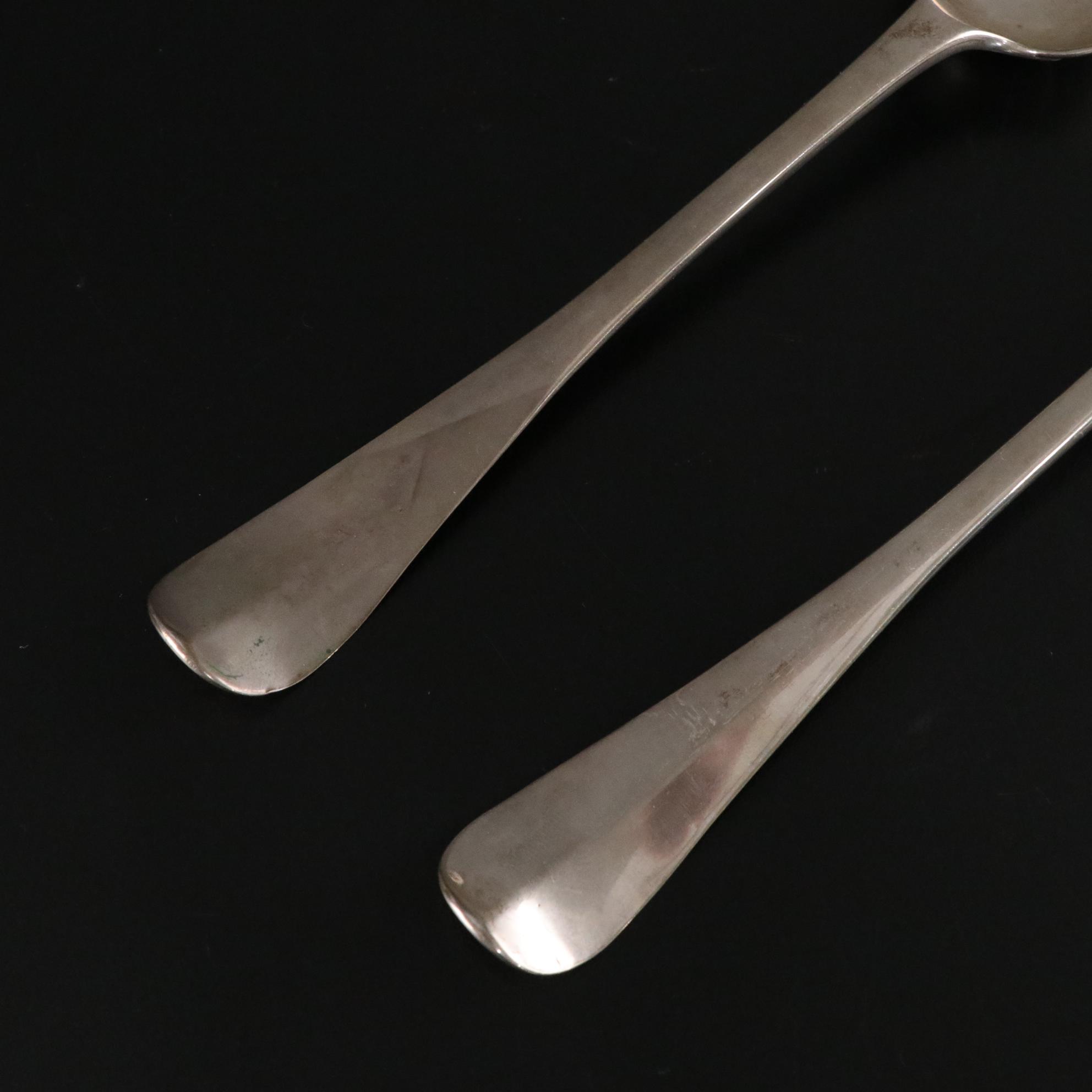 Dutch Coin Silver Serving Fork & Spoon with Case, 1802