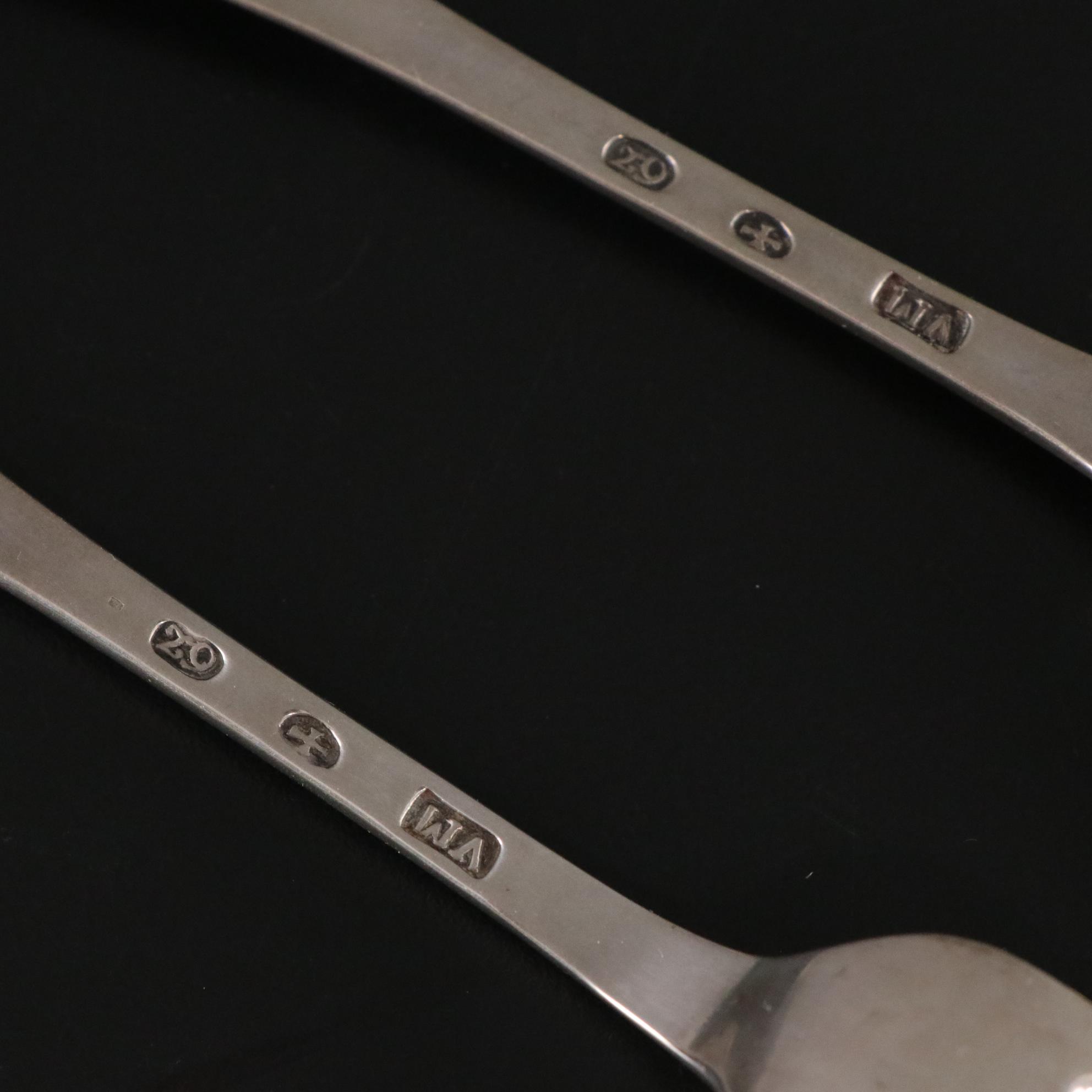 Dutch Coin Silver Serving Fork & Spoon with Case, 1802