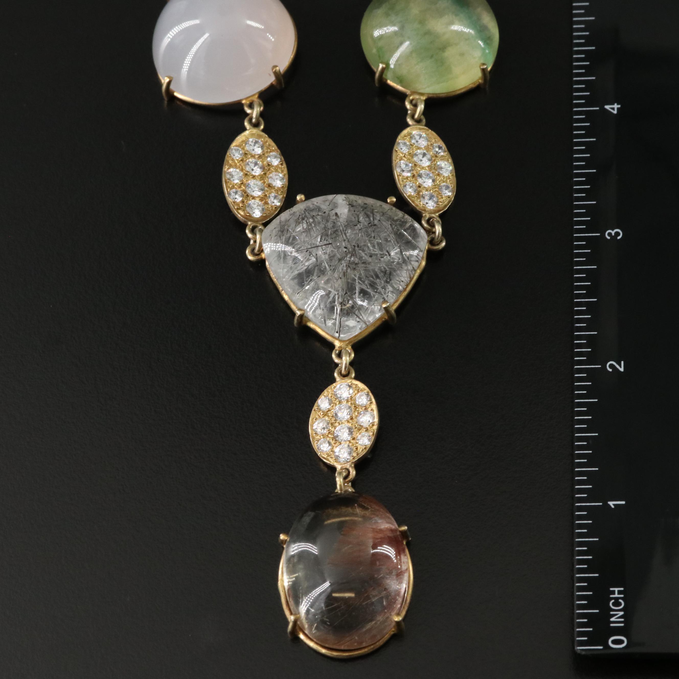Sterling Gemstone, Tourmalinated and Rutilated Quartz Necklace