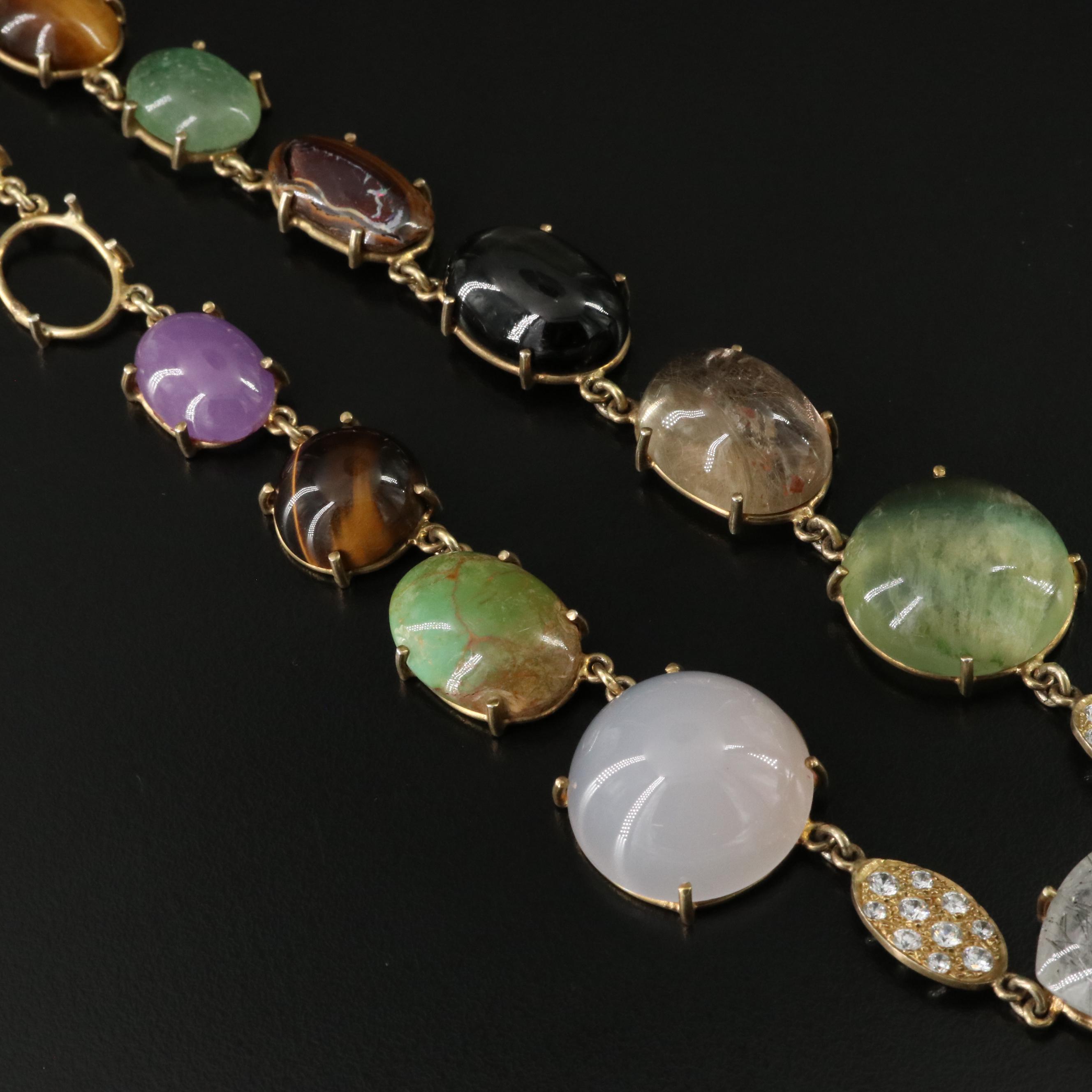 Sterling Gemstone, Tourmalinated and Rutilated Quartz Necklace