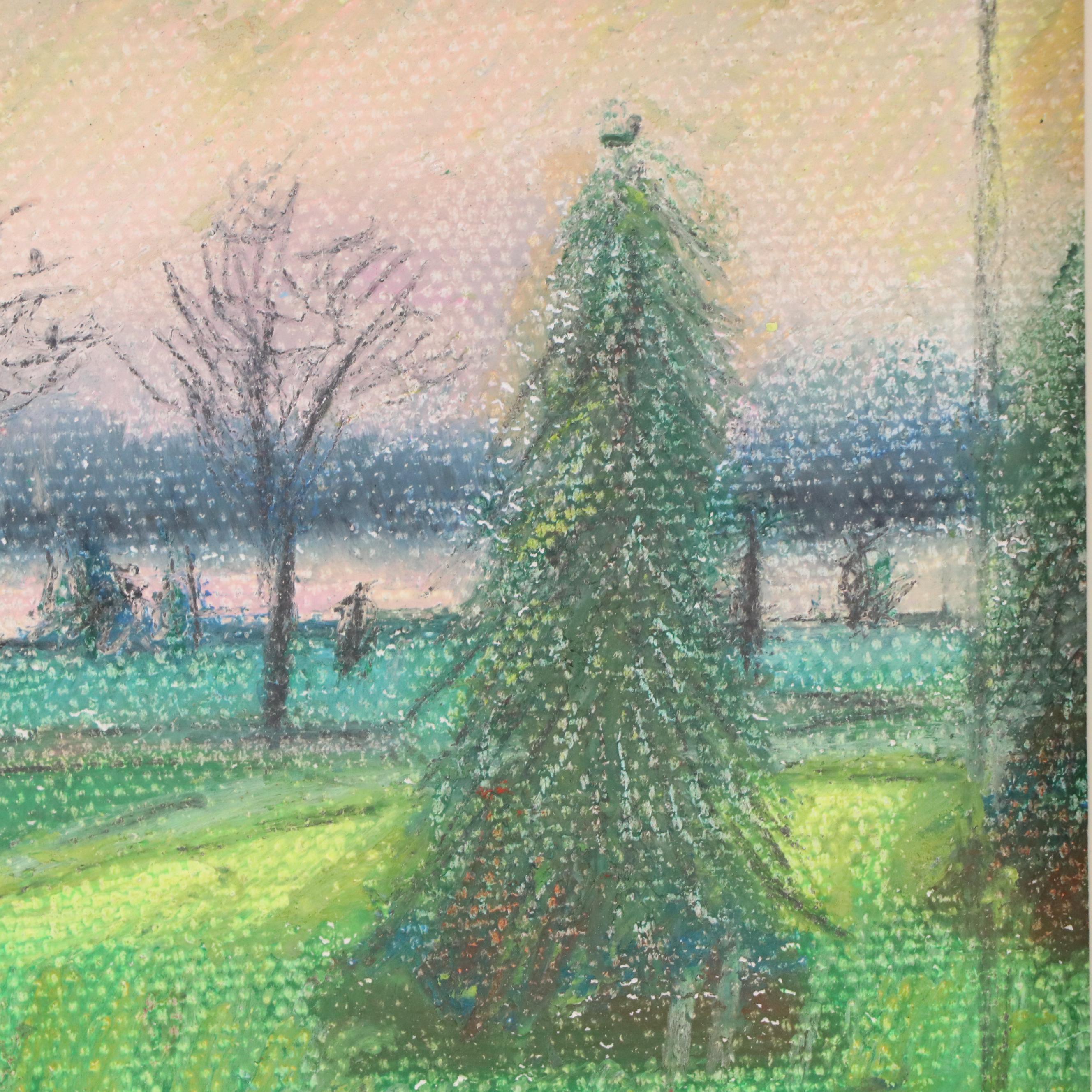 Sheila Fleischer Oil Pastel Landscape "Early Morning," 2013