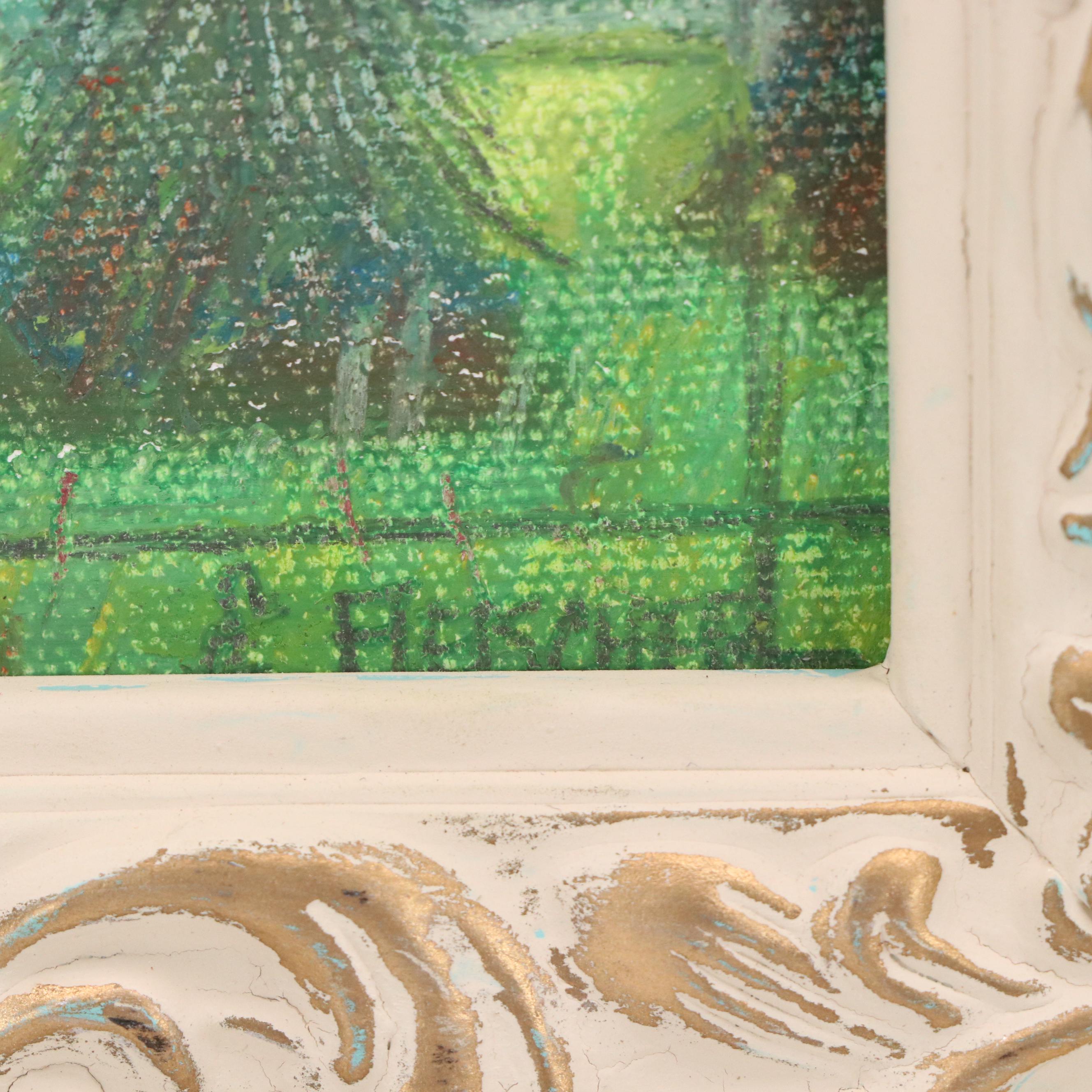 Sheila Fleischer Oil Pastel Landscape "Early Morning," 2013