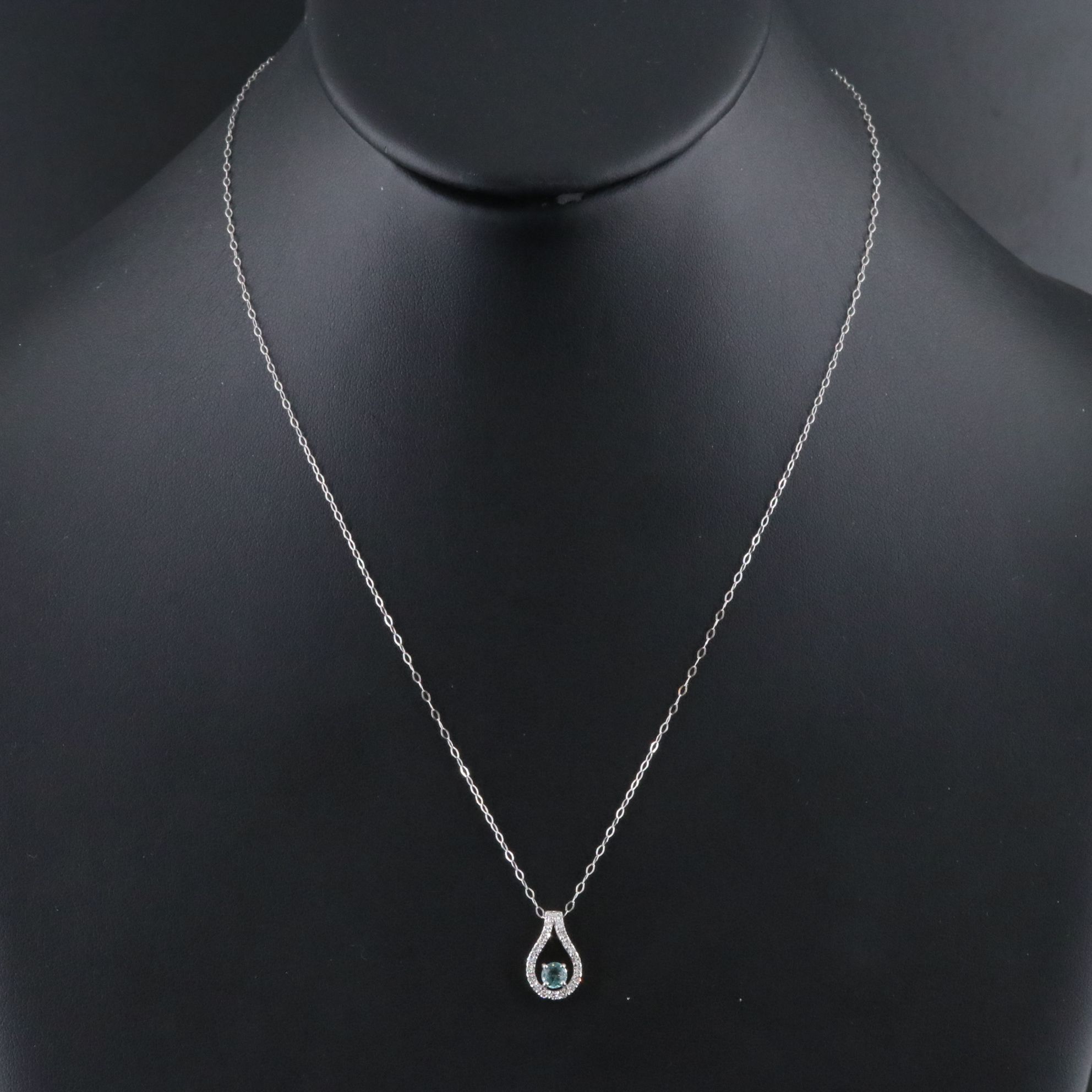 Platinum Grandidierite and Diamond Pendant Necklace