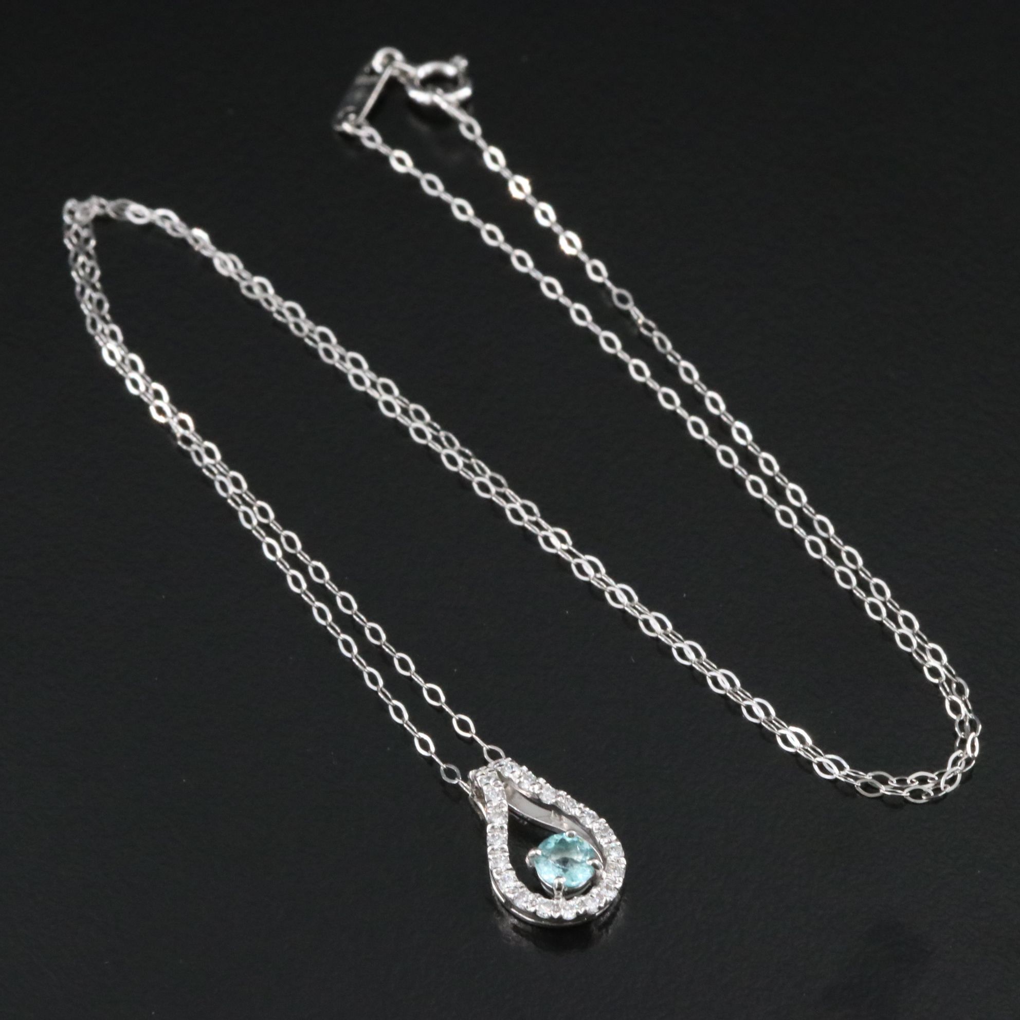 Platinum Grandidierite and Diamond Pendant Necklace