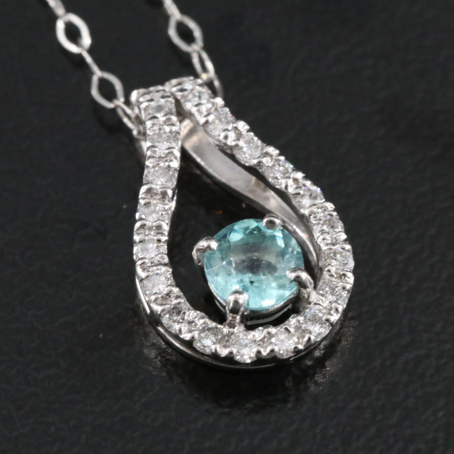 Platinum Grandidierite and Diamond Pendant Necklace
