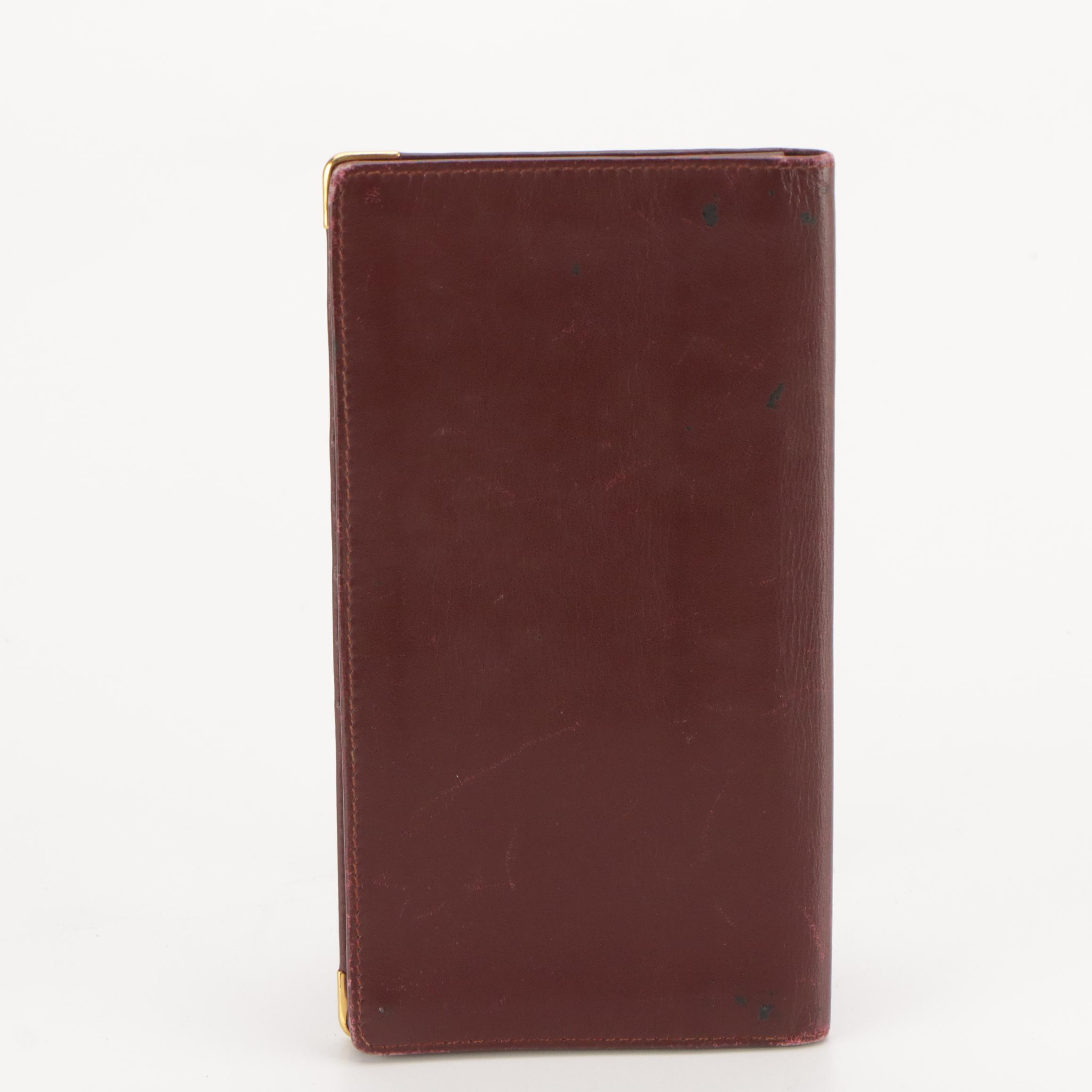 Cartier Bifold Long Wallet in Burgundy Leather