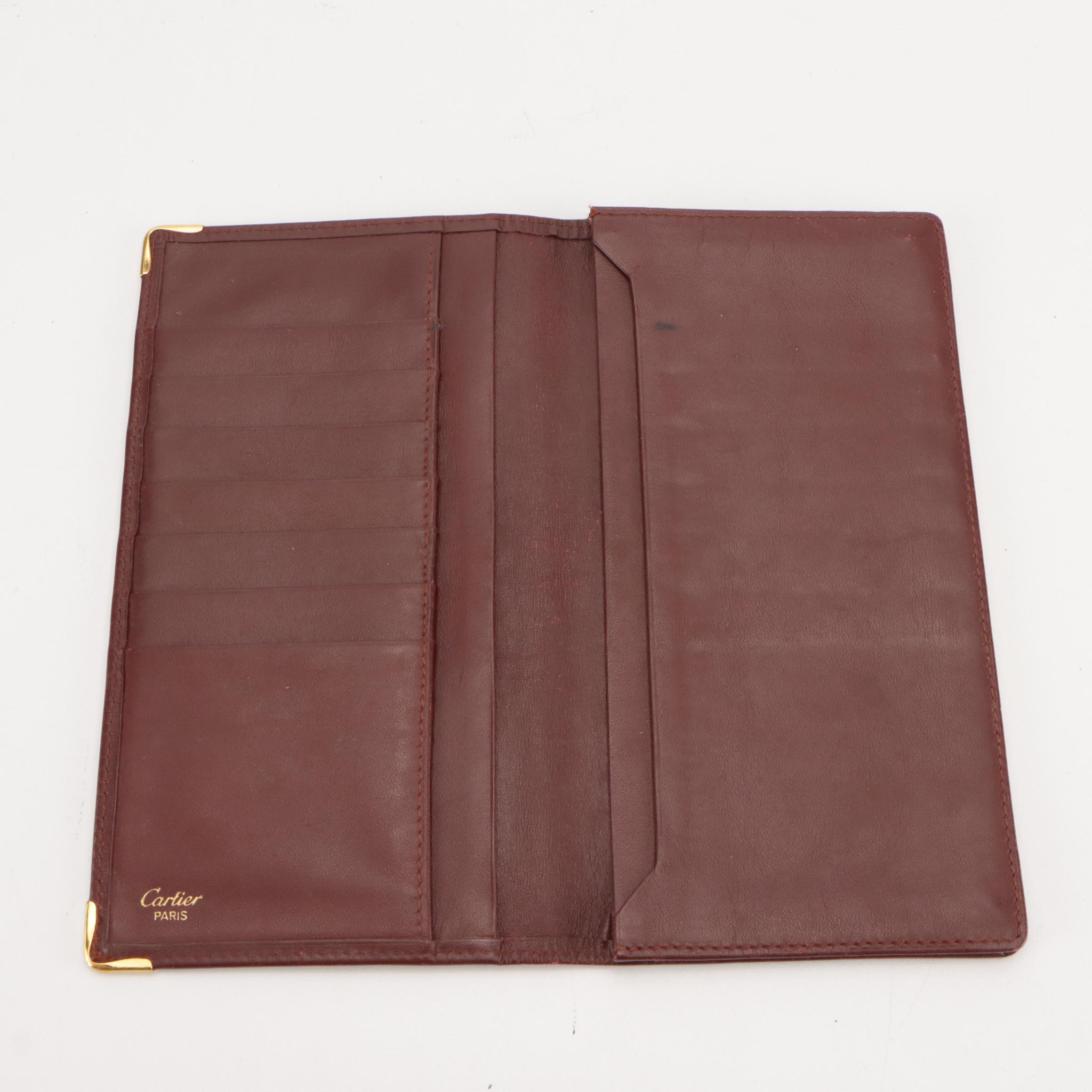 Cartier Bifold Long Wallet in Burgundy Leather