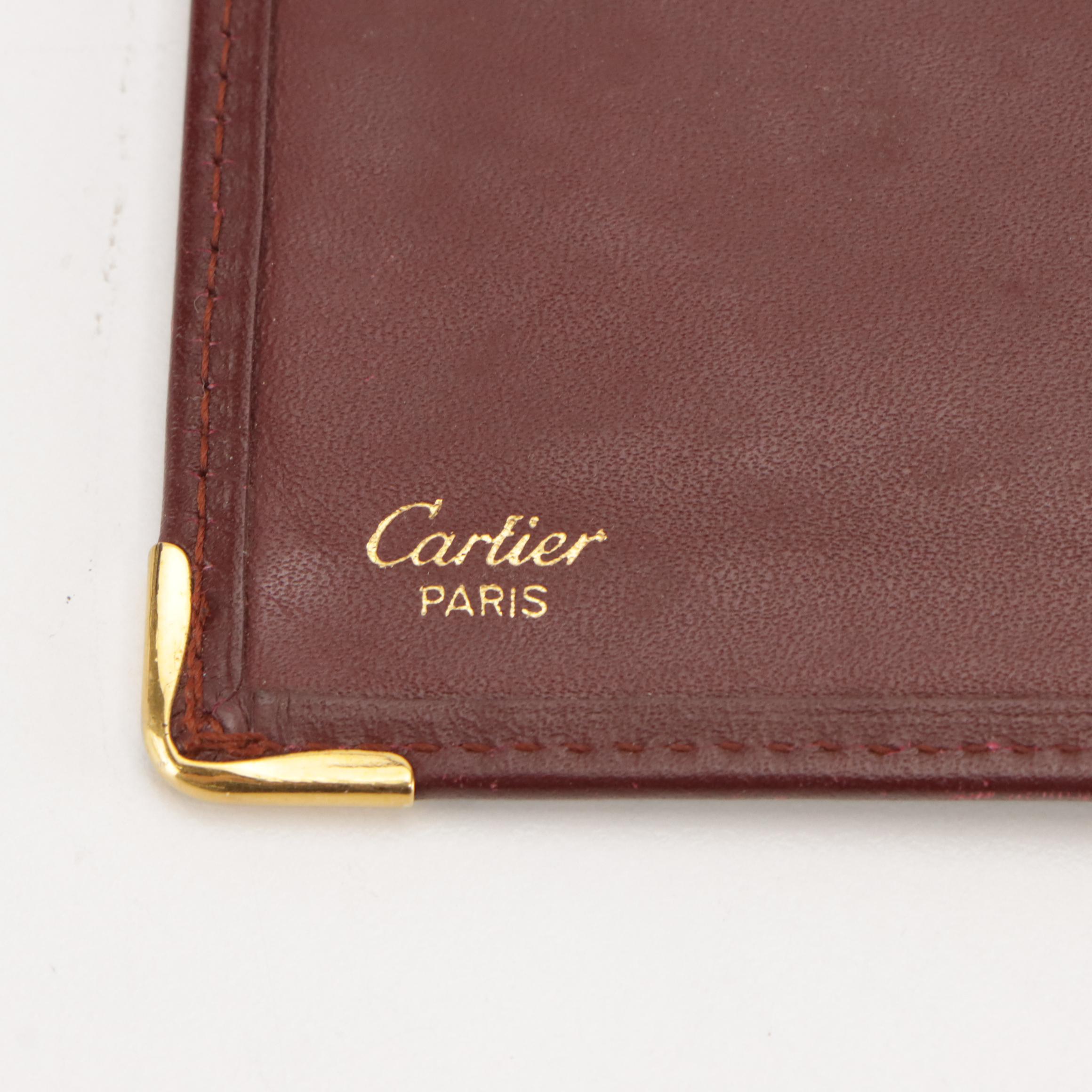 Cartier Bifold Long Wallet in Burgundy Leather
