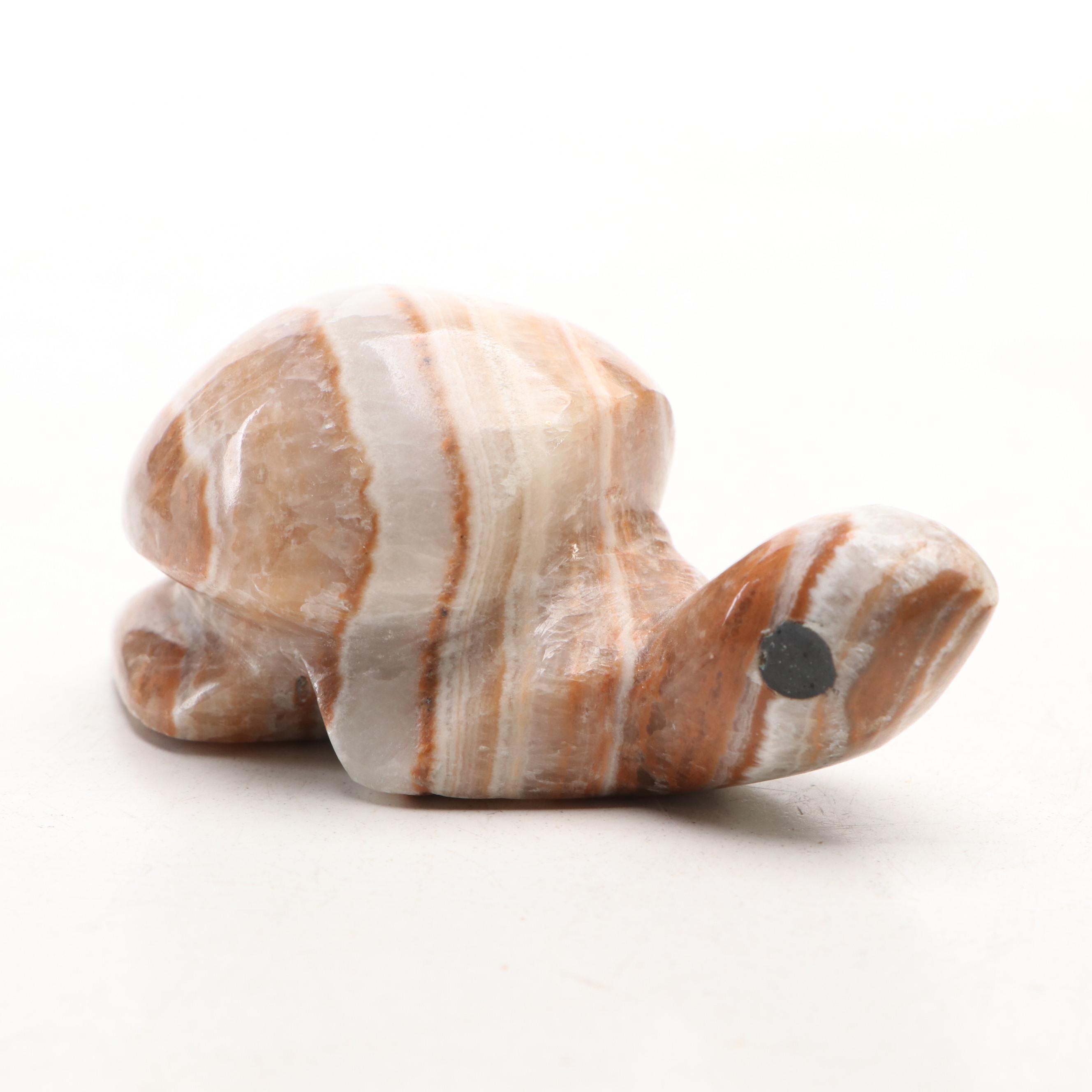 Hand-Carved Wooden and Stone Turtle Figures