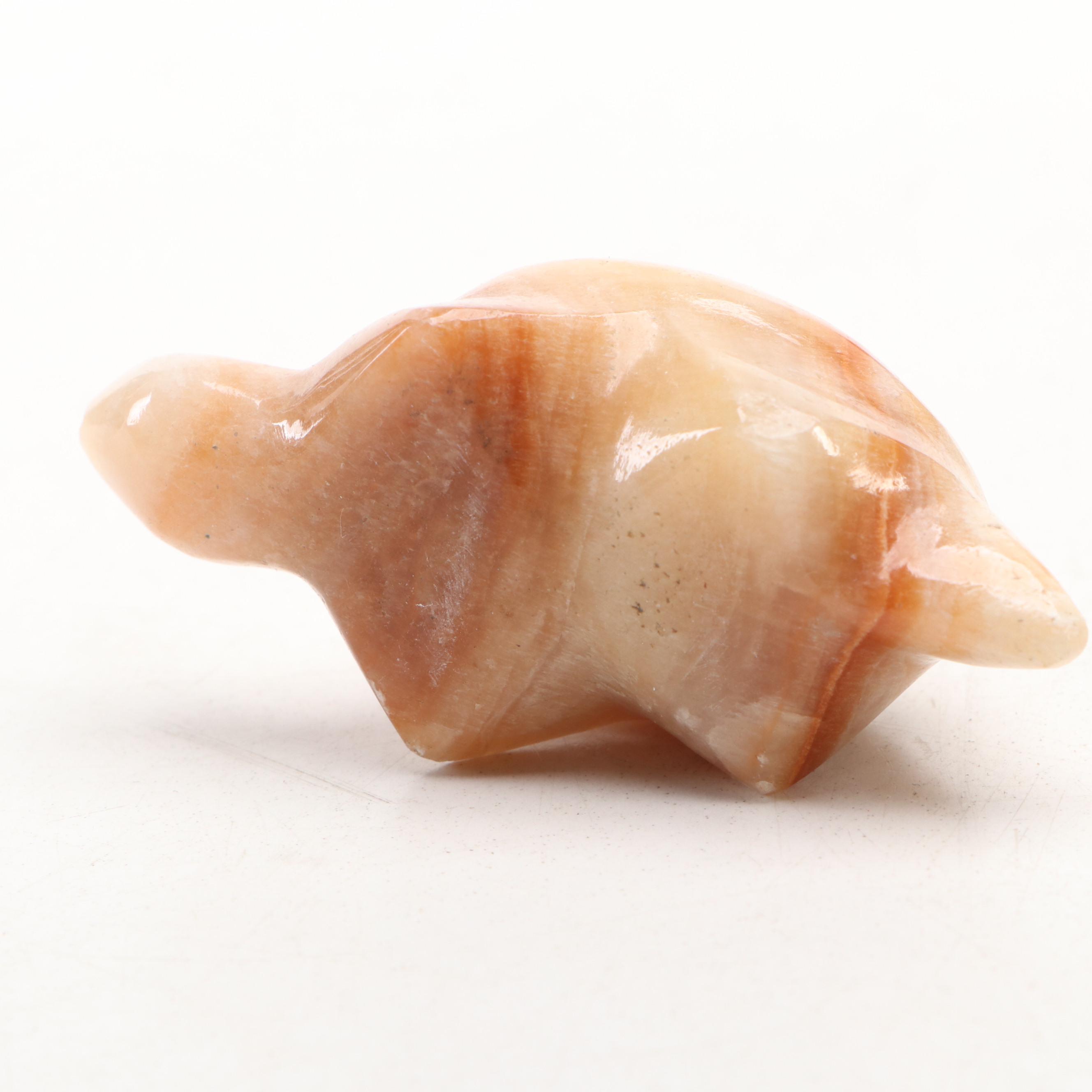 Hand-Carved Wooden and Stone Turtle Figures