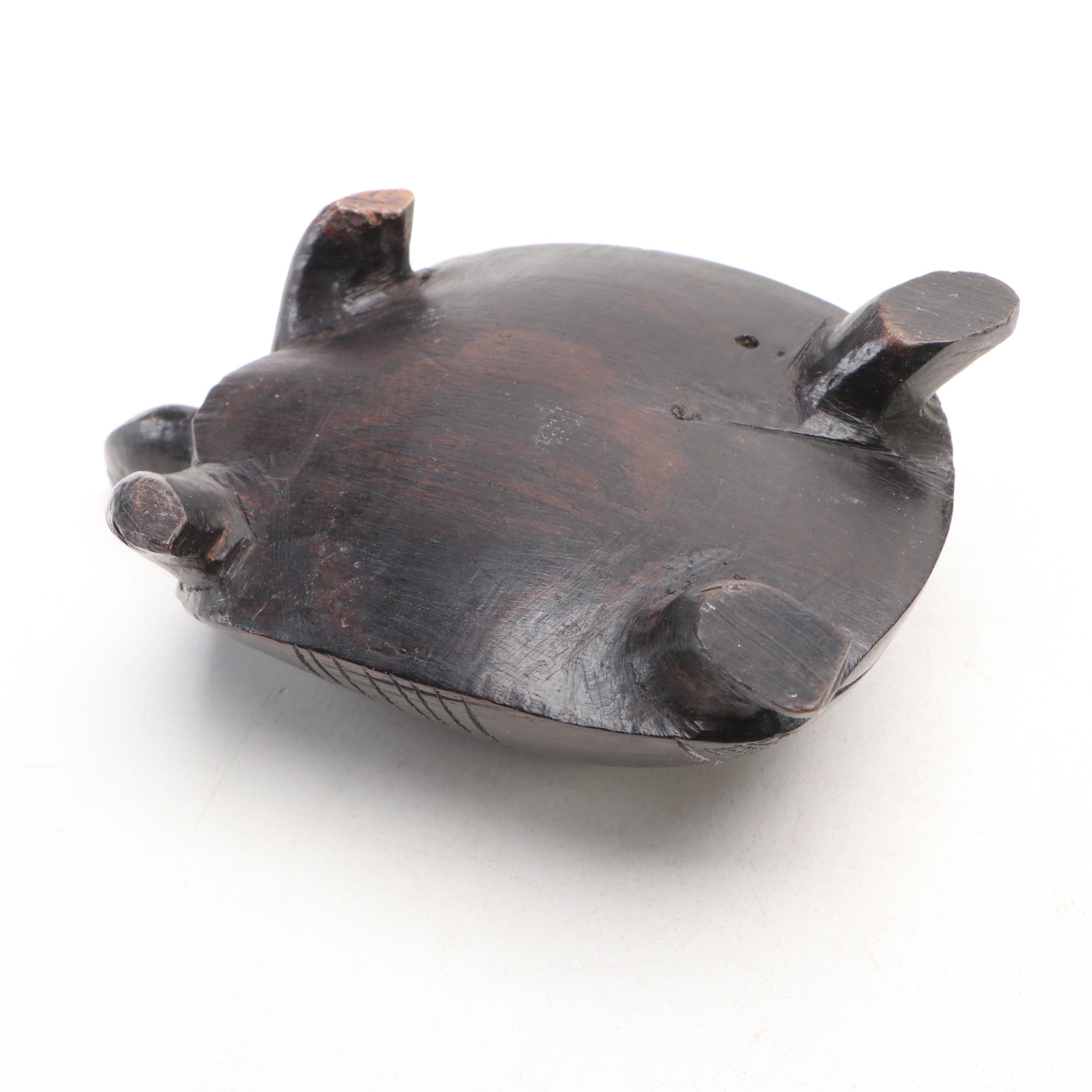 Hand-Carved Wooden and Stone Turtle Figures