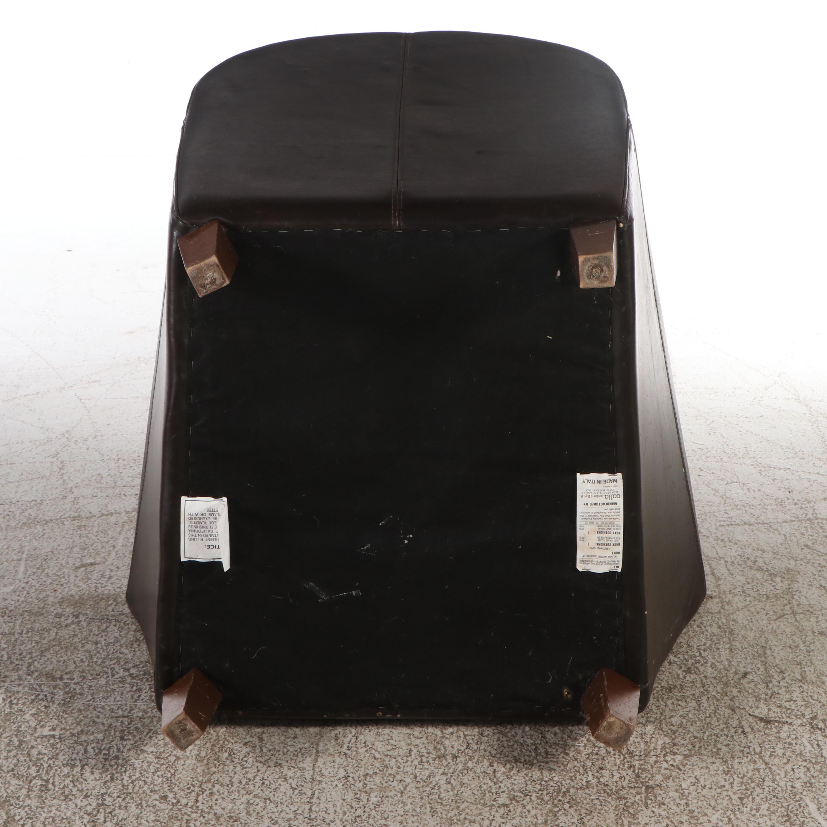 Calia Black Leather Armchair with Ottoman