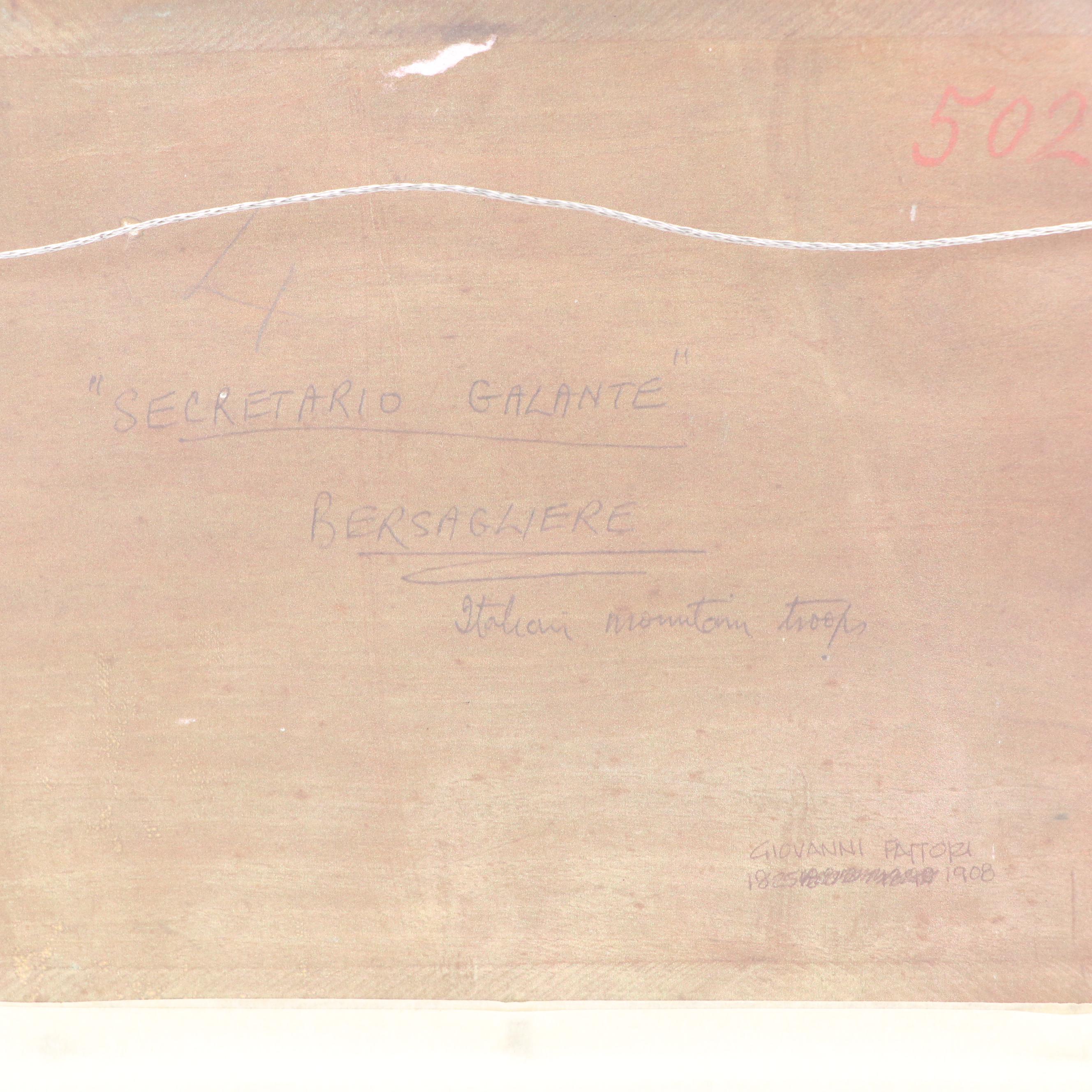 Oil Painting Attributed to Giovanni Fattori "Secretario Galante"