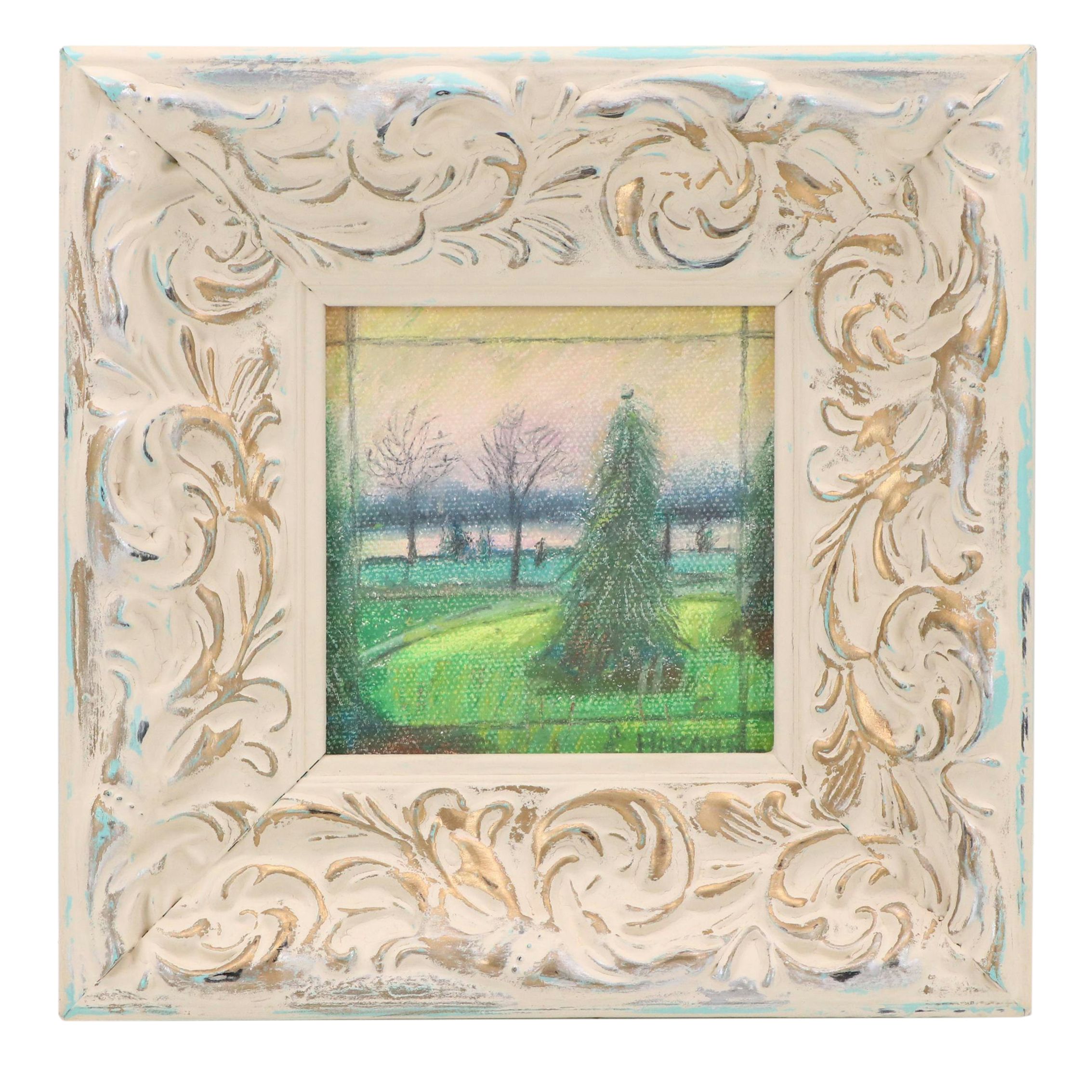 Sheila Fleischer Oil Pastel Landscape "Early Morning," 2013