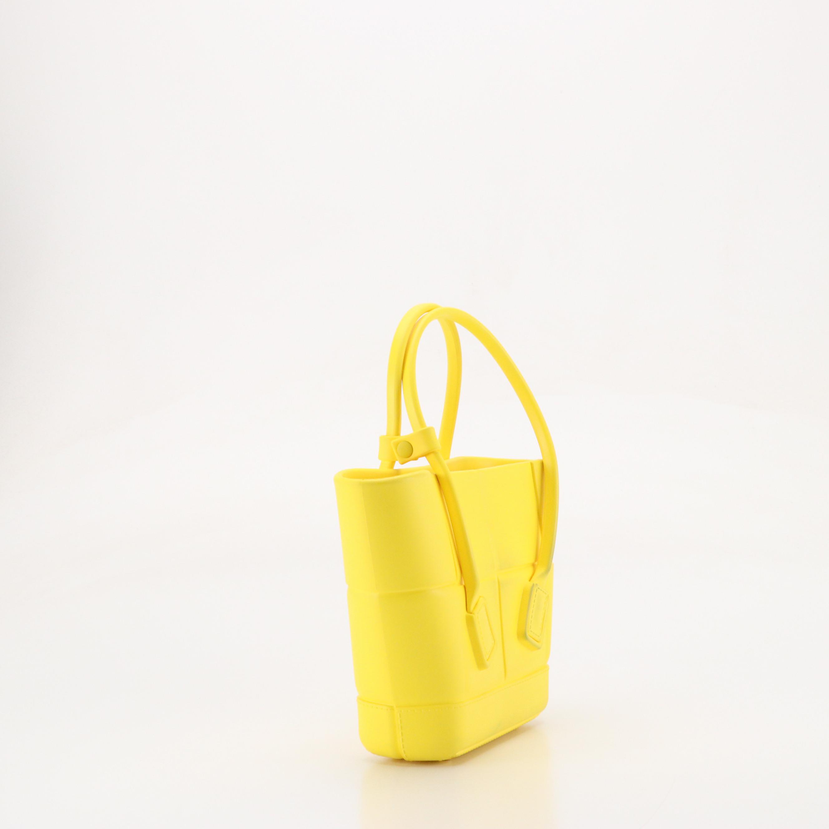 Bottega Veneta Mini Arco Shopper Tote in Lemon Yellow Rubber