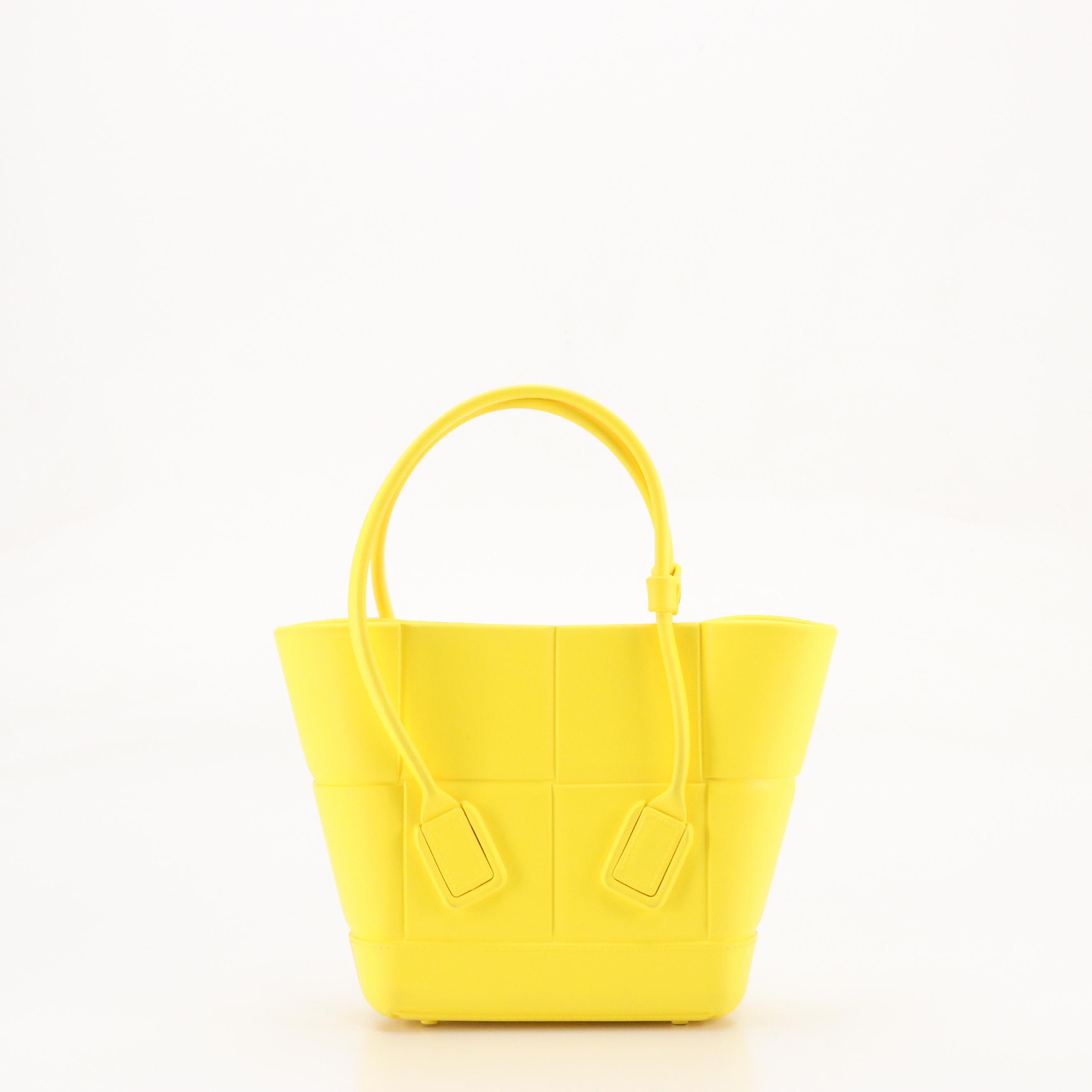 Bottega Veneta Mini Arco Shopper Tote in Lemon Yellow Rubber