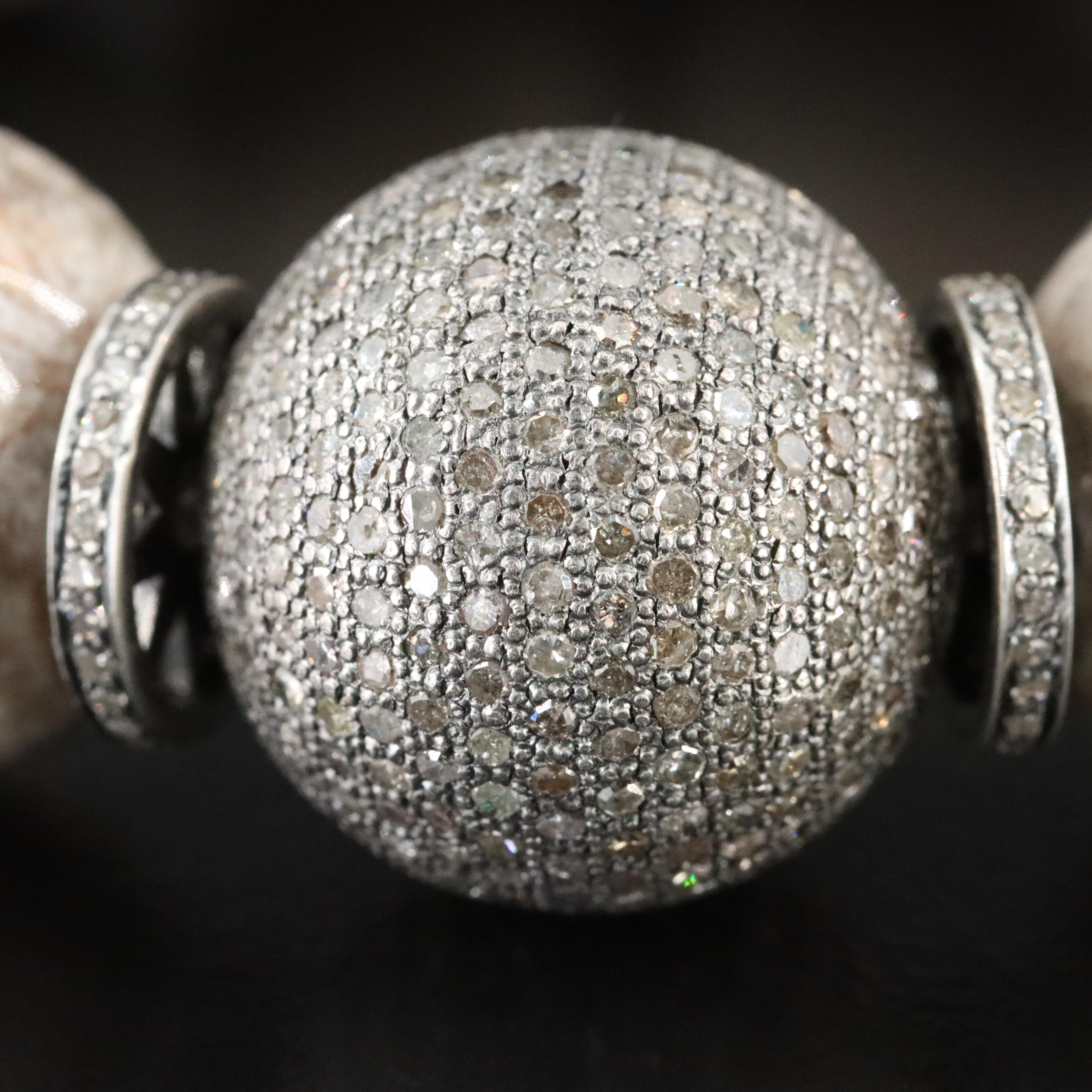 Sheryl Lowe Sterling Bracelet with Pavé Diamonds and Petoskey Stone