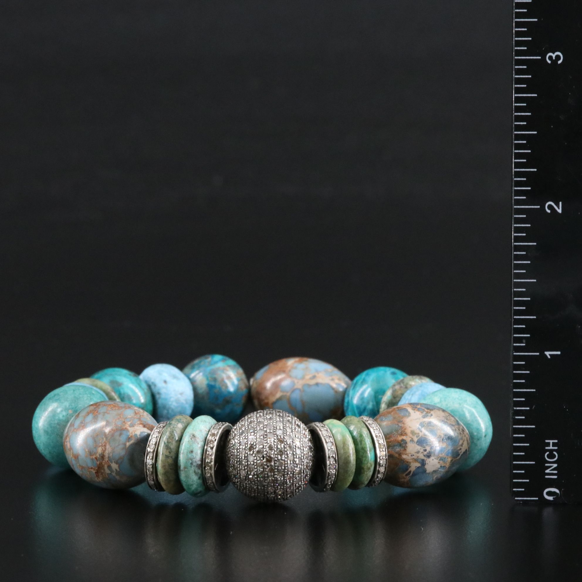 Sheryl Lowe Sterling Turquioise, Pavé Diamond and Gemstone Bracelet