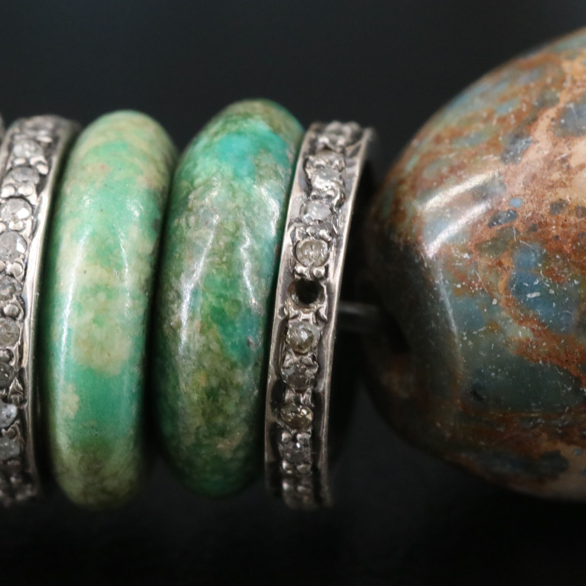 Sheryl Lowe Sterling Turquioise, Pavé Diamond and Gemstone Bracelet