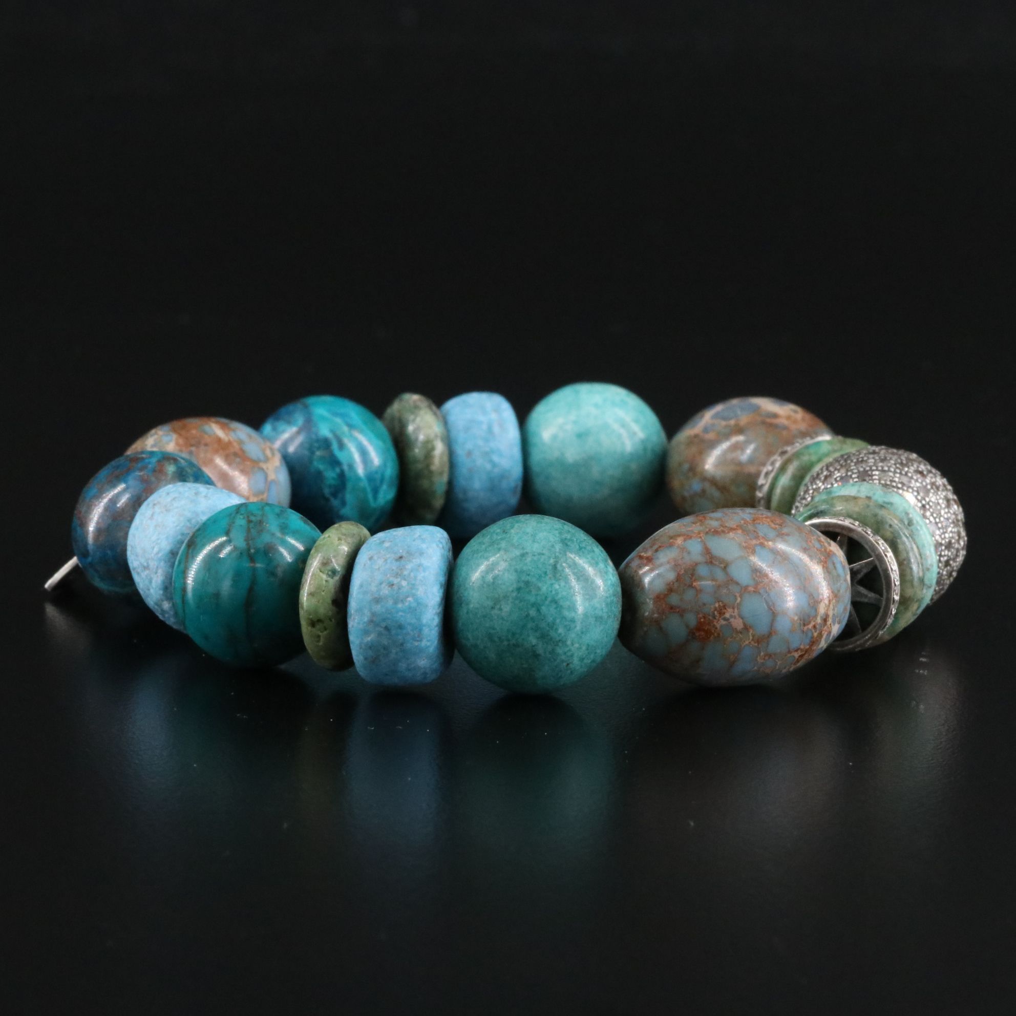 Sheryl Lowe Sterling Turquioise, Pavé Diamond and Gemstone Bracelet