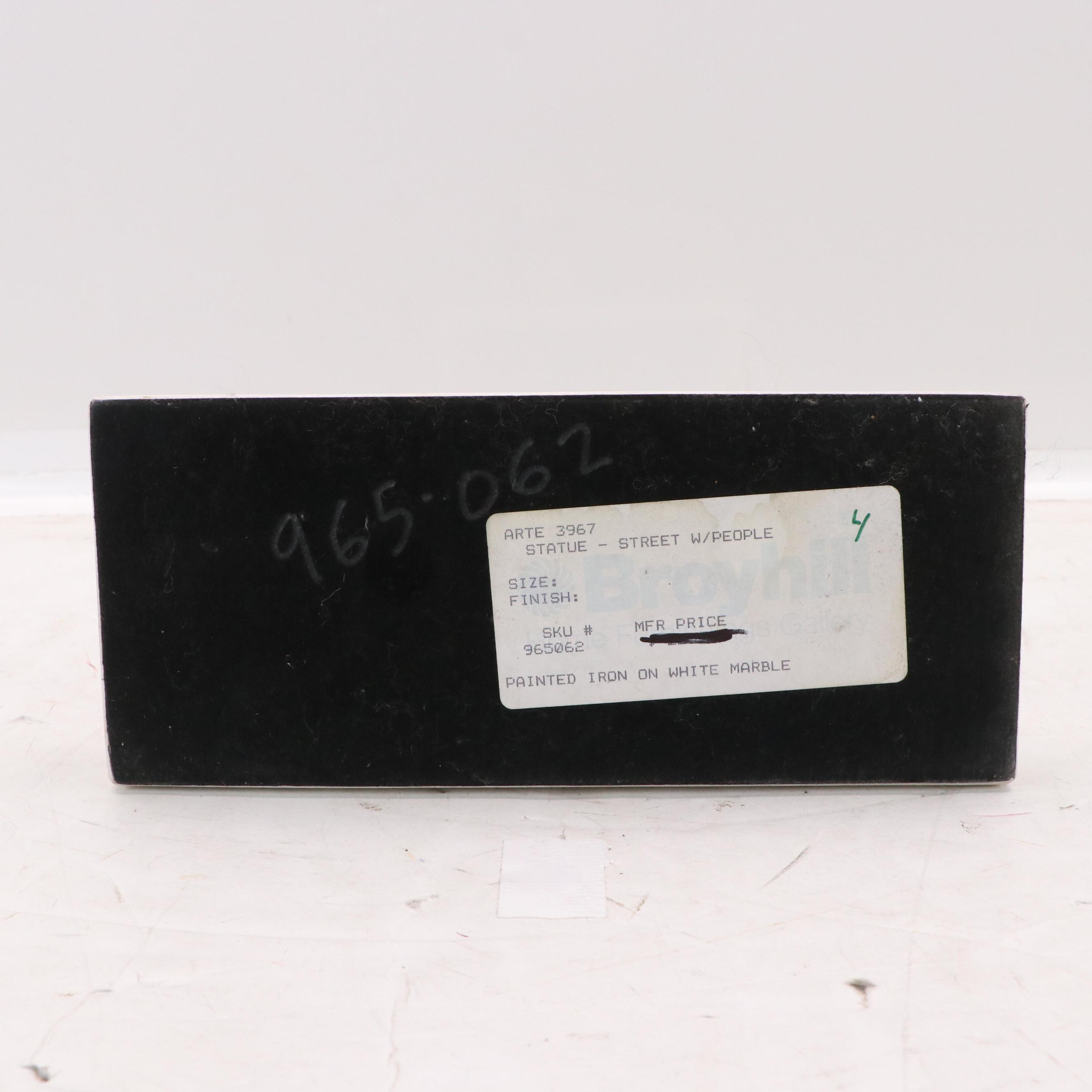 Stylized Cast Iron Sculpture with Figures Waiting by Lamppost, 20th Century