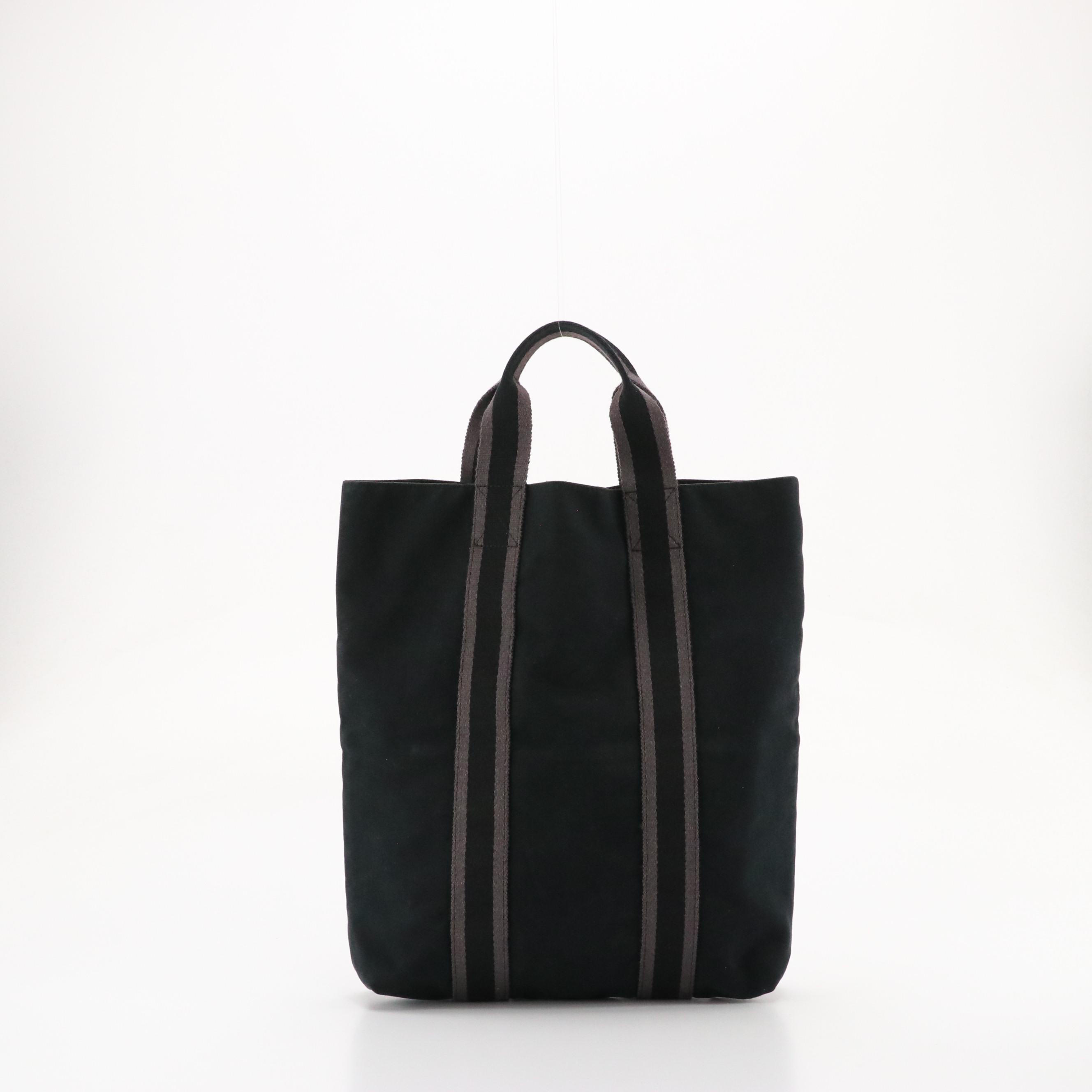 Hermès Cotton Canvas Cabas Fourre-Tout in Black/Grey