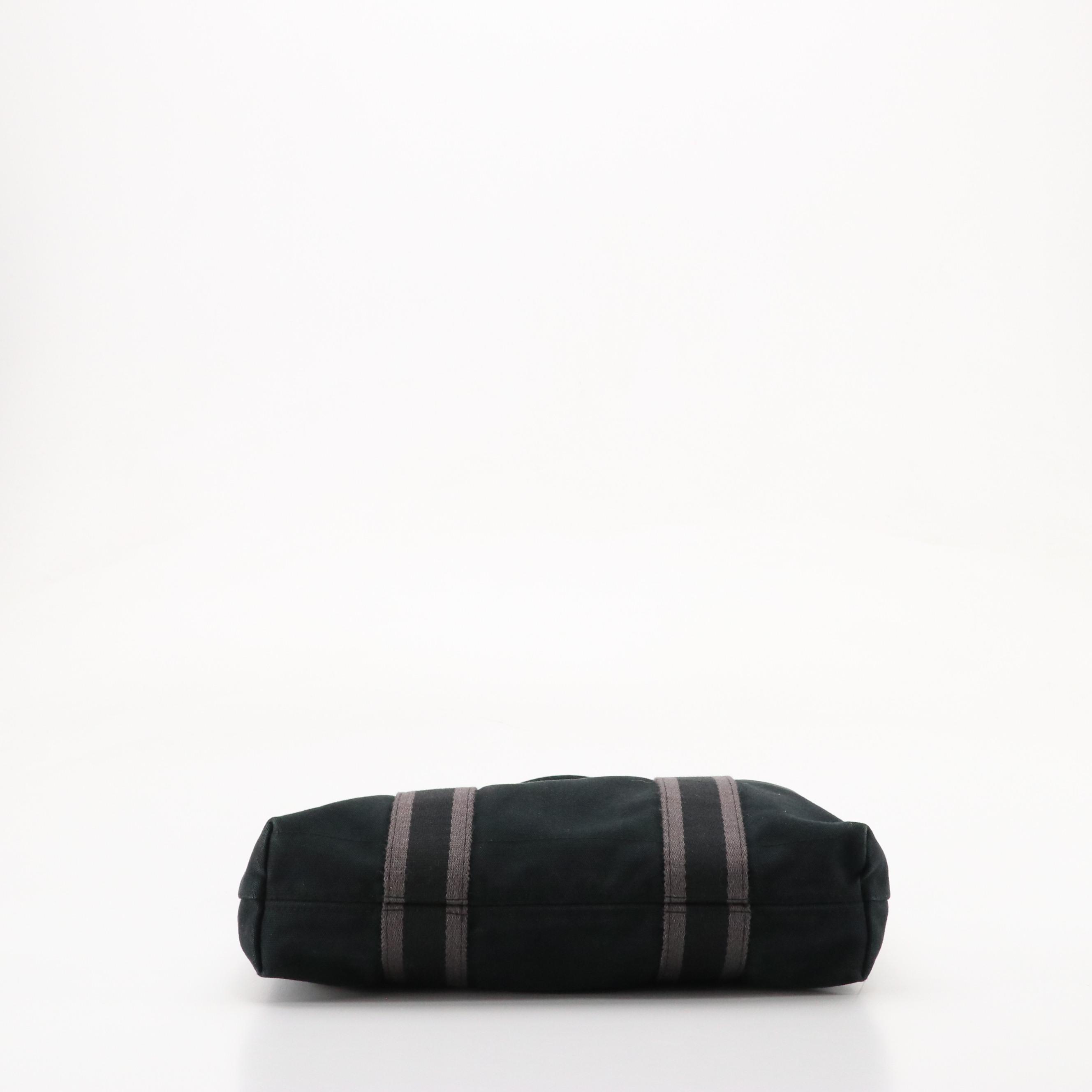 Hermès Cotton Canvas Cabas Fourre-Tout in Black/Grey