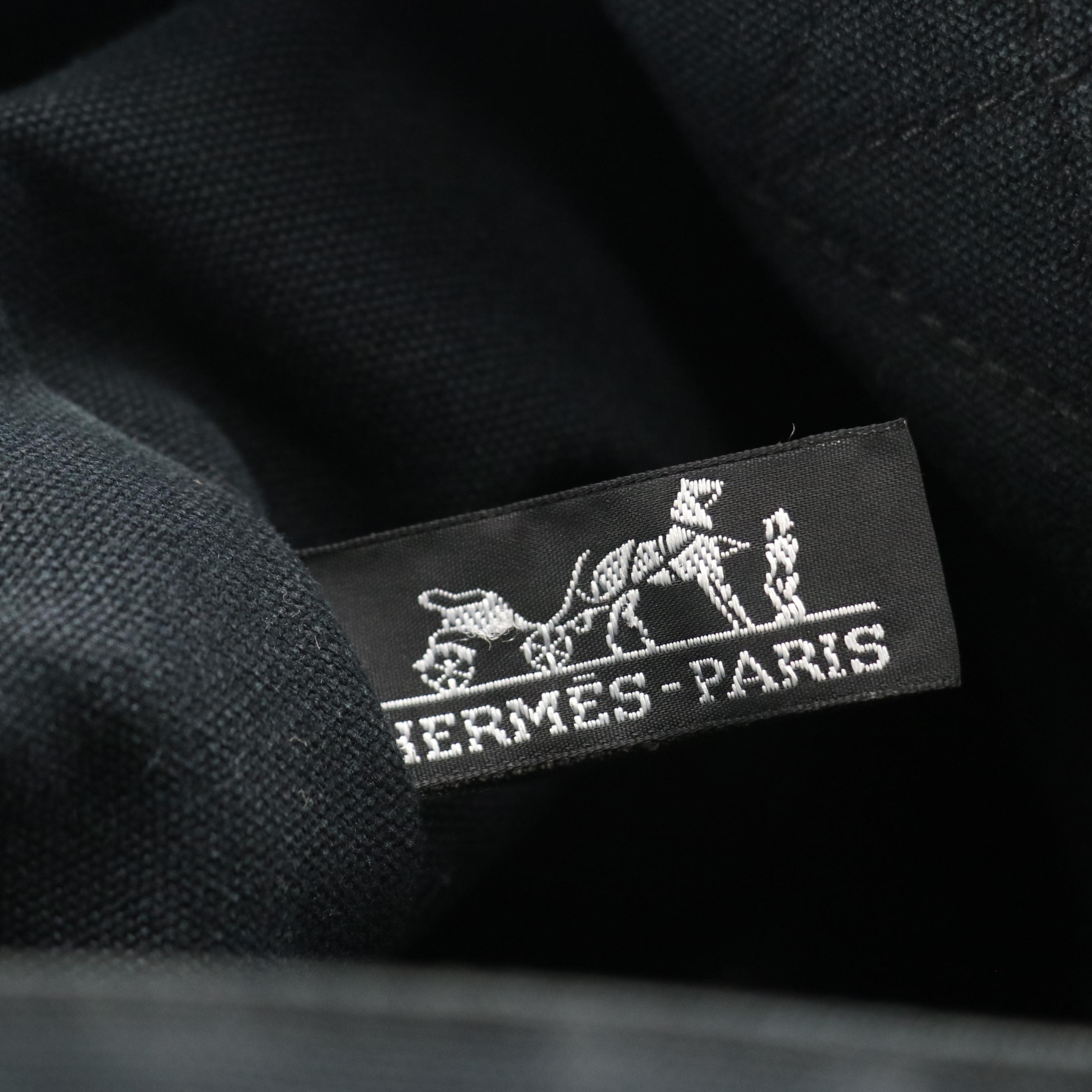 Hermès Cotton Canvas Cabas Fourre-Tout in Black/Grey
