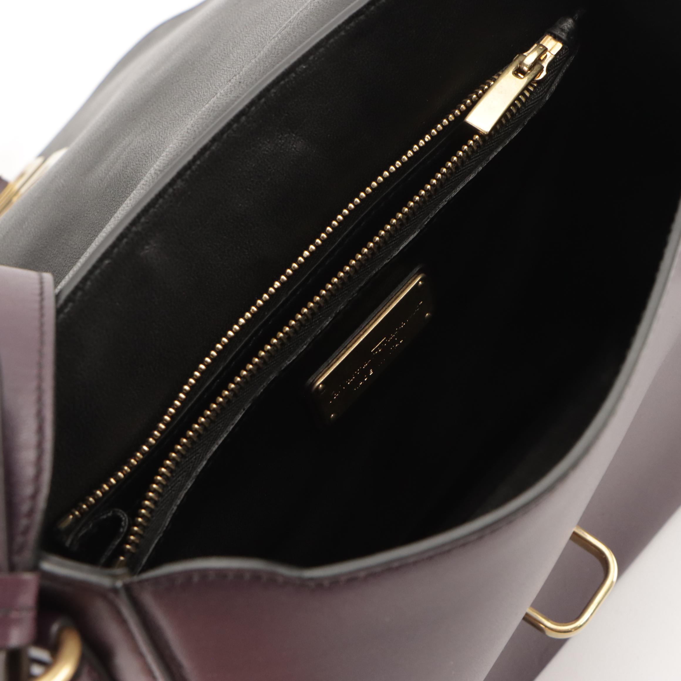 Salvatore Ferragamo Full Flap Crossbody Messenger Bag in Dark Purple Leather