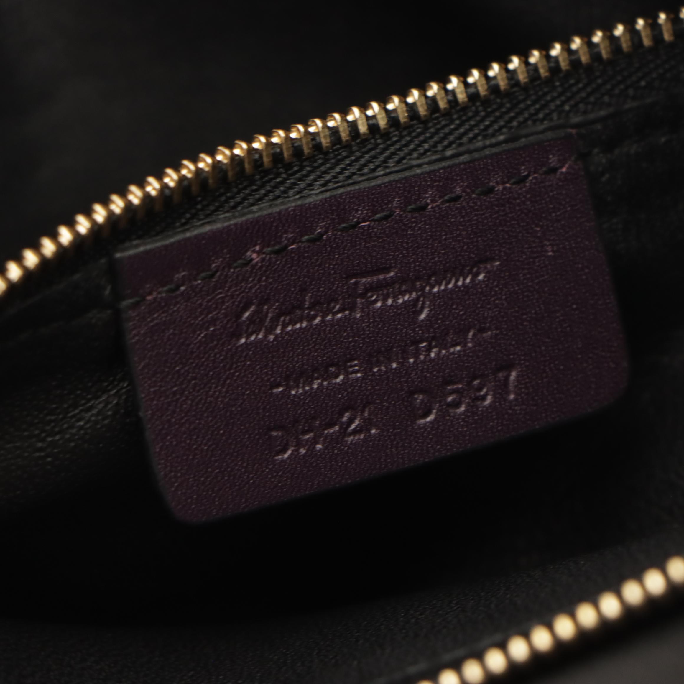 Salvatore Ferragamo Full Flap Crossbody Messenger Bag in Dark Purple Leather