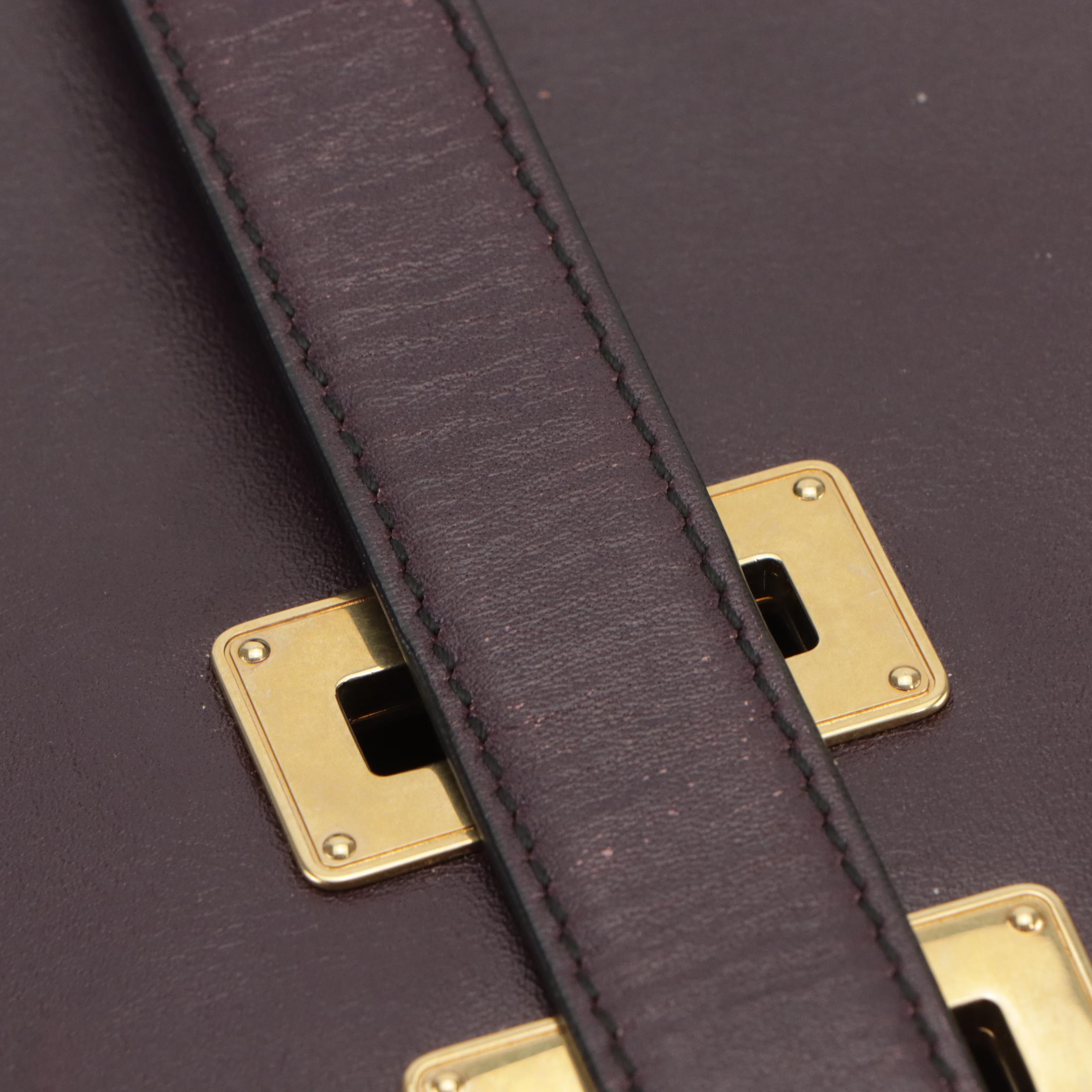 Salvatore Ferragamo Full Flap Crossbody Messenger Bag in Dark Purple Leather