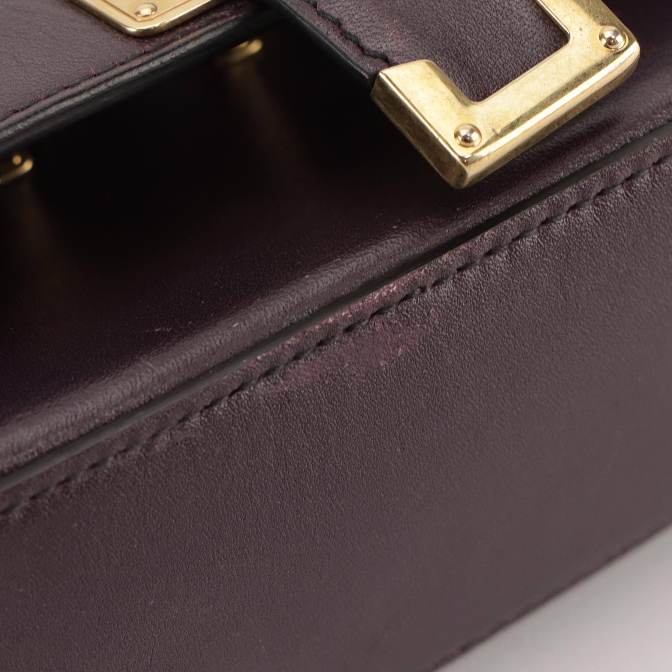 Salvatore Ferragamo Full Flap Crossbody Messenger Bag in Dark Purple Leather