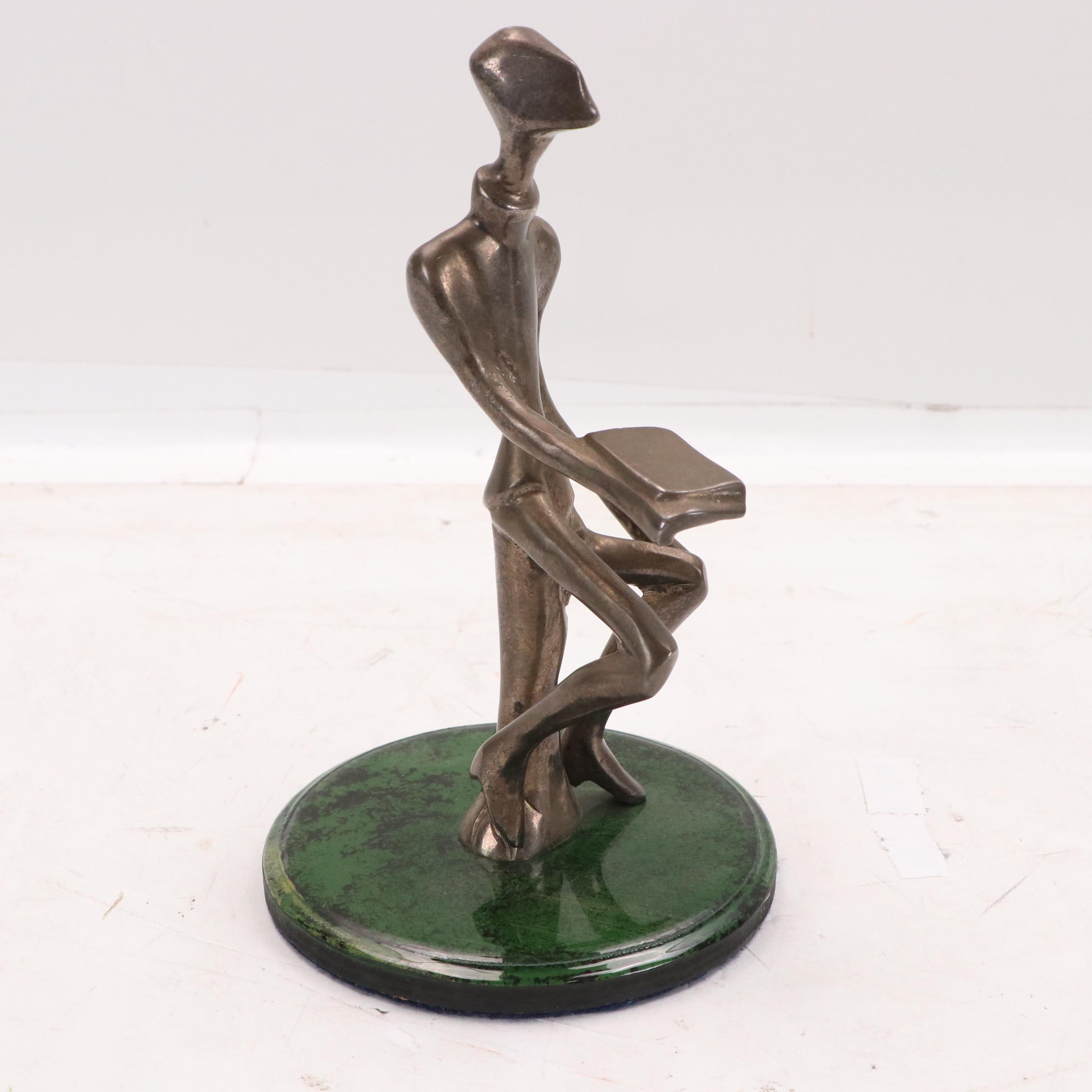 Cast Spelter Sculpture of Abstract Seated Figure, 1999