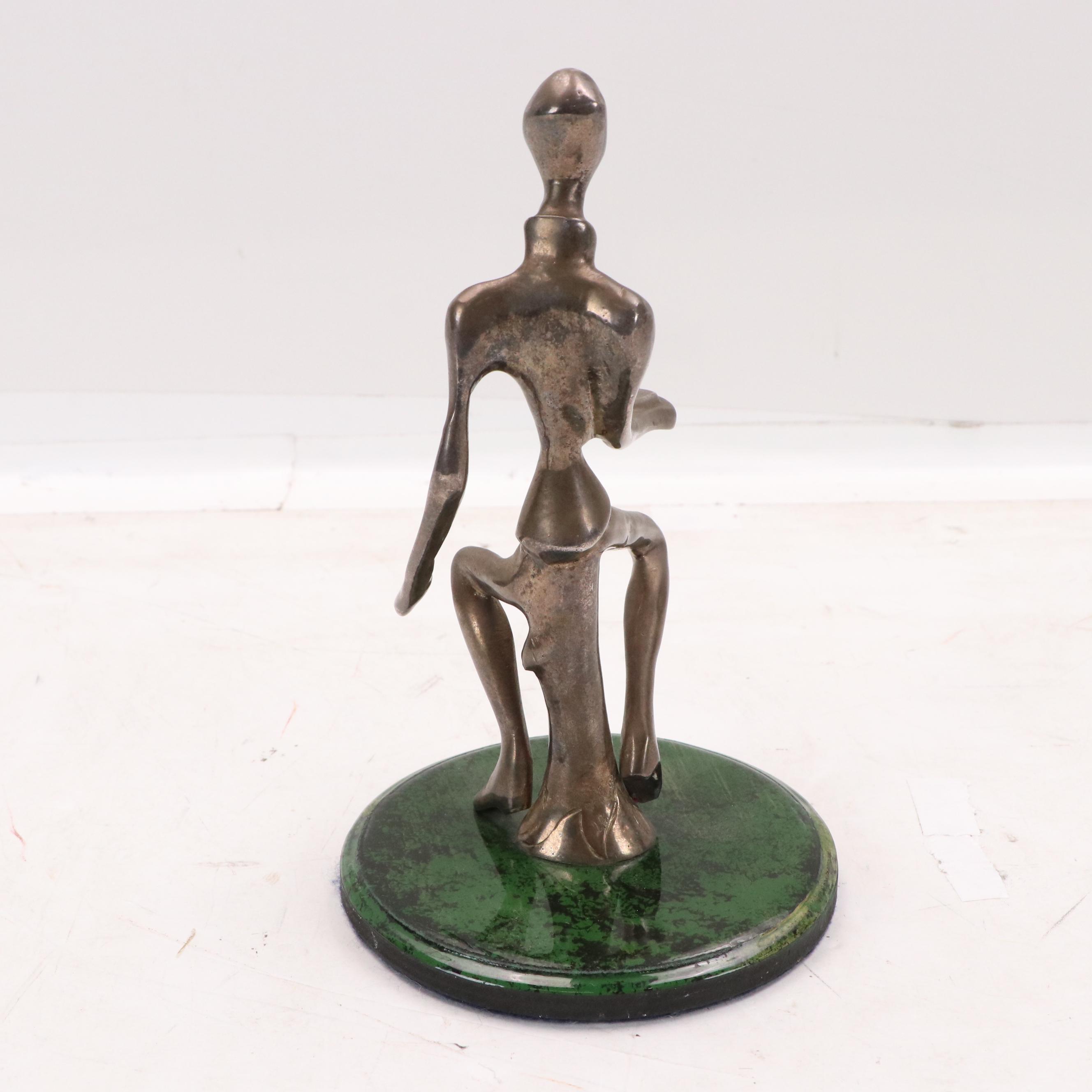 Cast Spelter Sculpture of Abstract Seated Figure, 1999