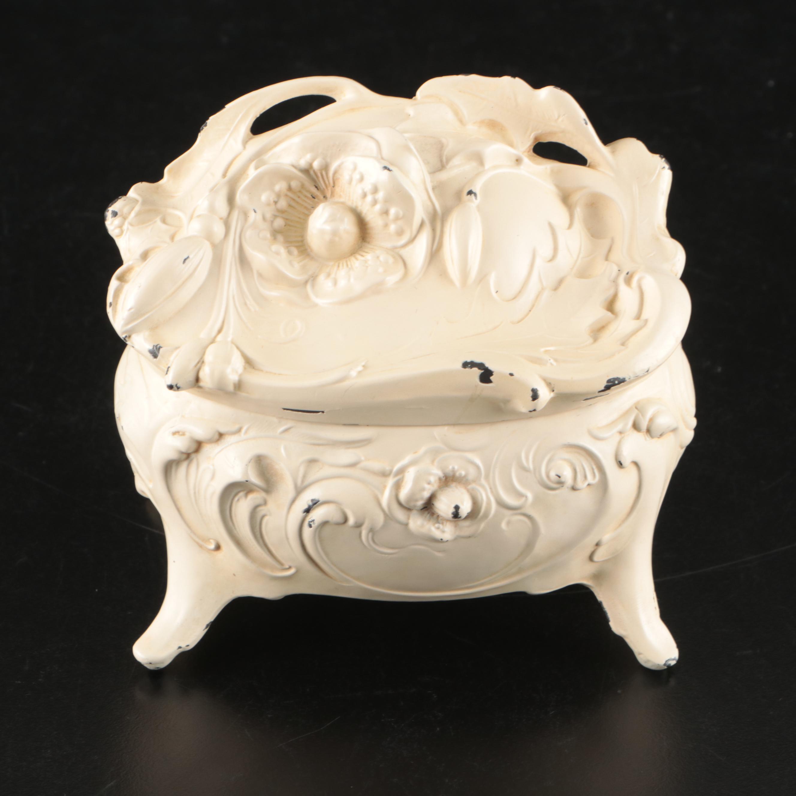 Silver Plate Vanity Set, Sessions Porcelain Clock, and More Vintage Vanity Décor