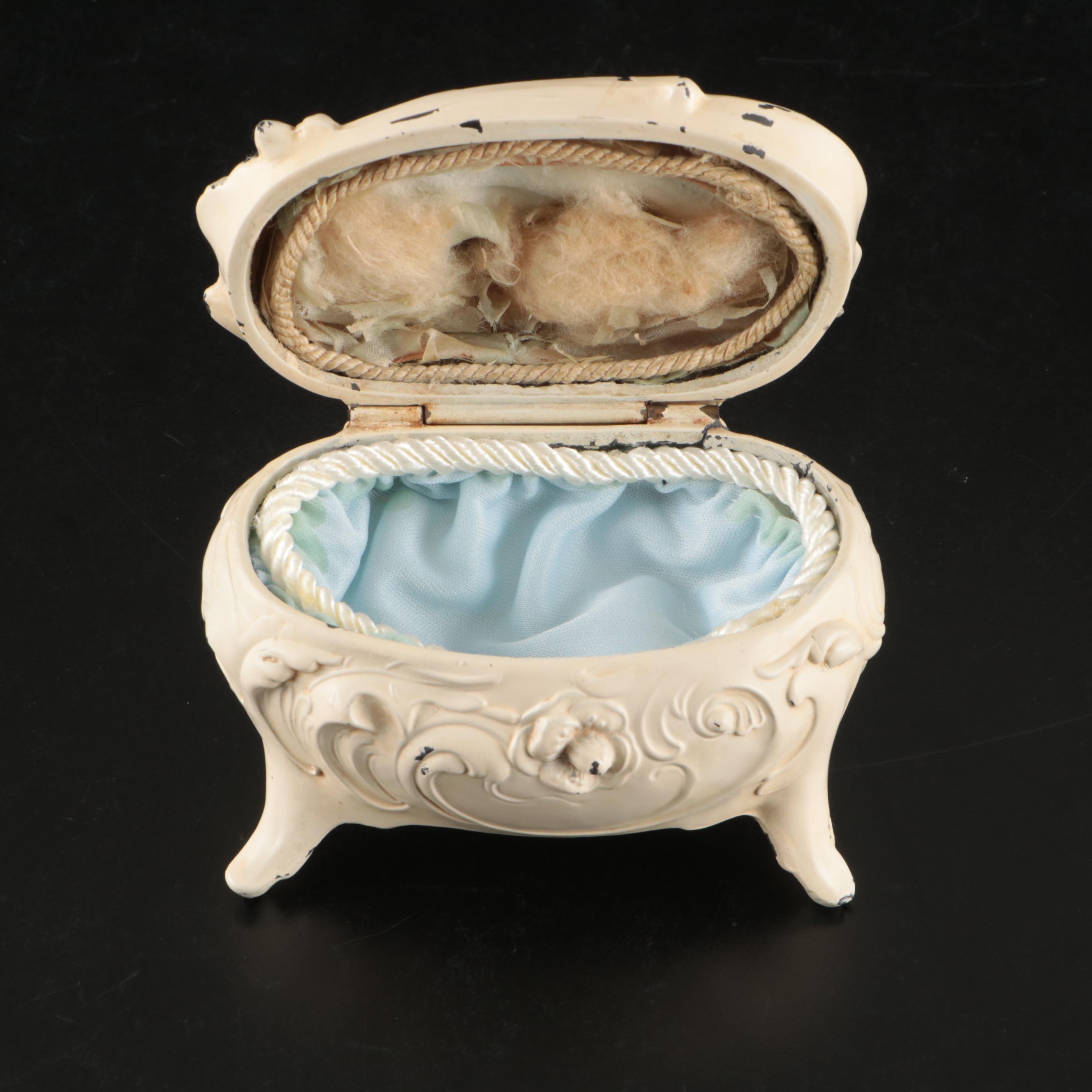 Silver Plate Vanity Set, Sessions Porcelain Clock, and More Vintage Vanity Décor